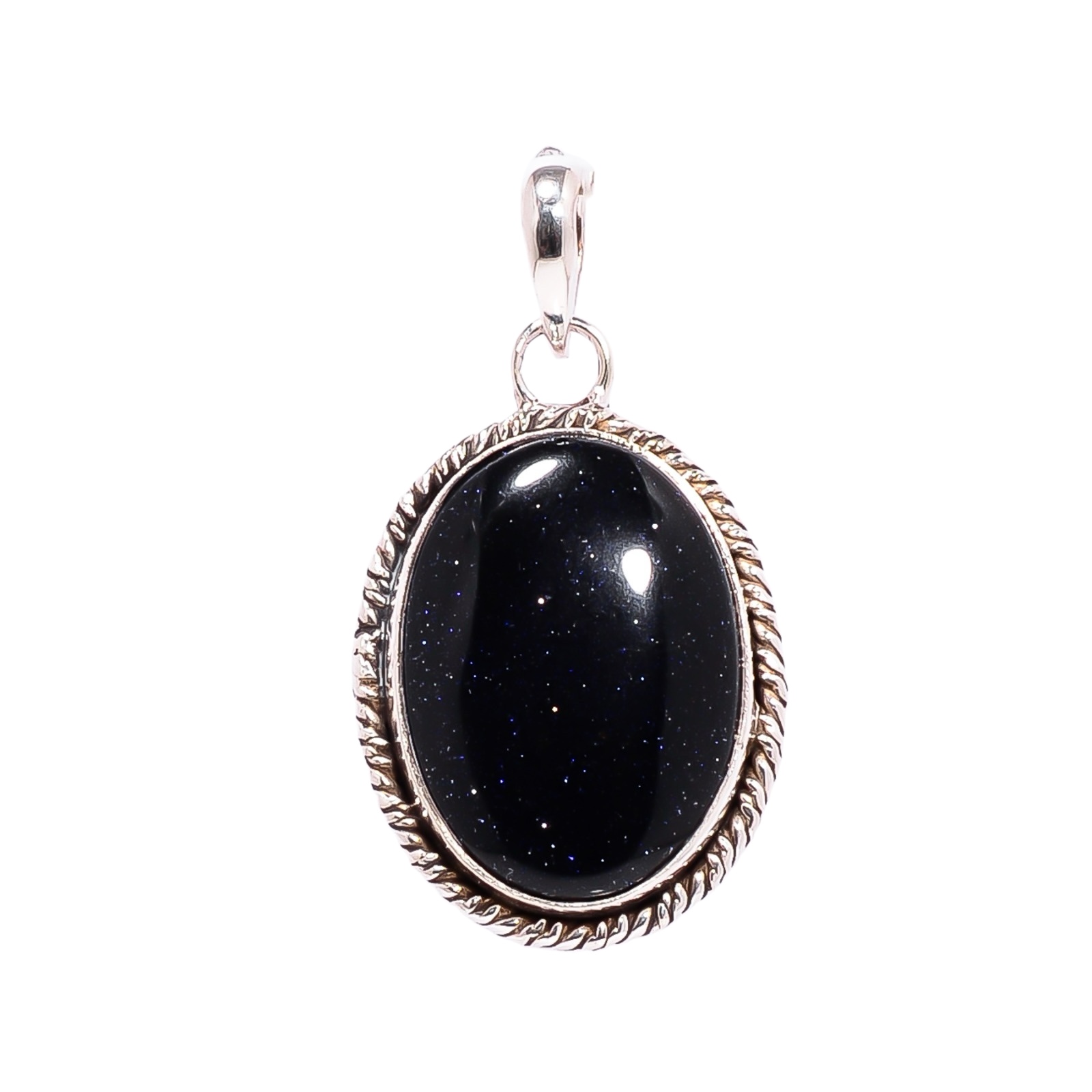 Blue Sunstone - Simulated 925 Solid Sterling Silver Pendant