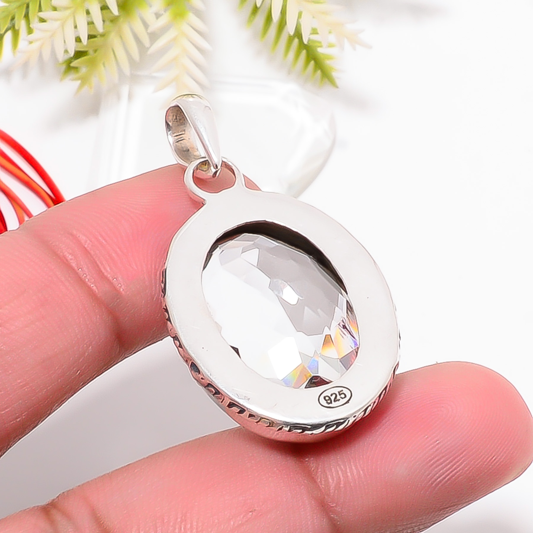 White Topaz - Simulated 925 Solid Sterling Silver Pendant
