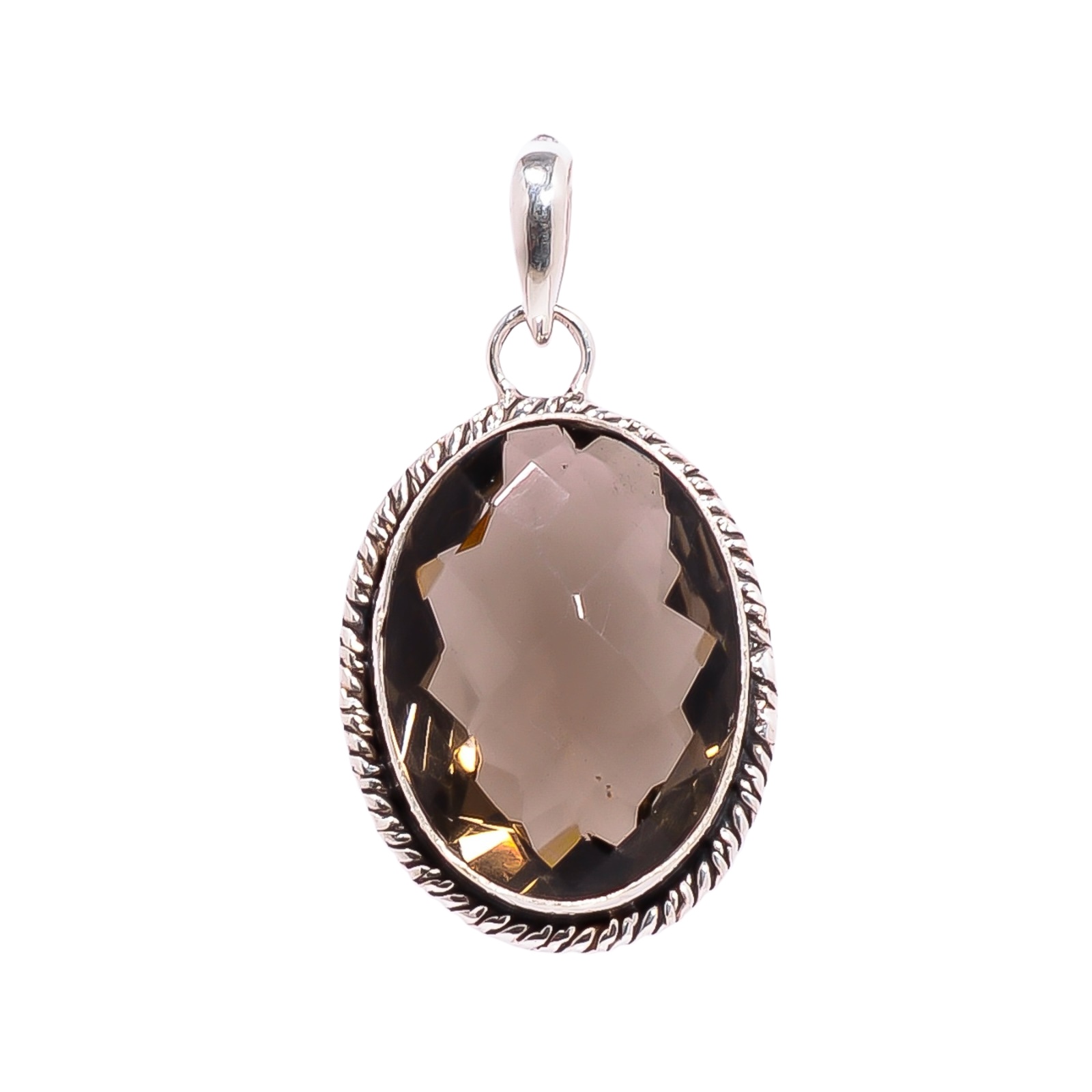 Smokey - Simulated 925 Solid Sterling Silver Pendant
