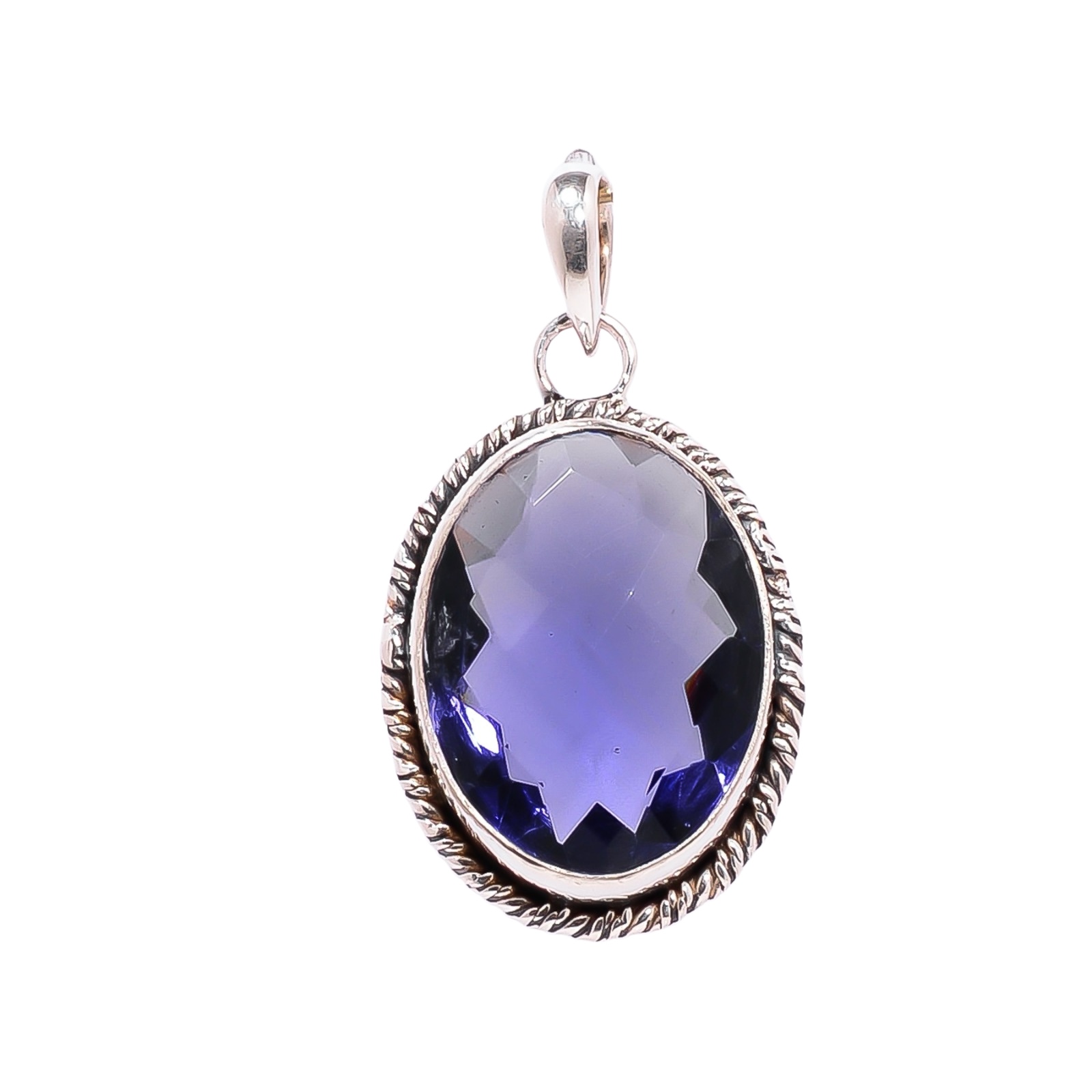 Iolite - Simulated 925 Solid Sterling Silver Pendant