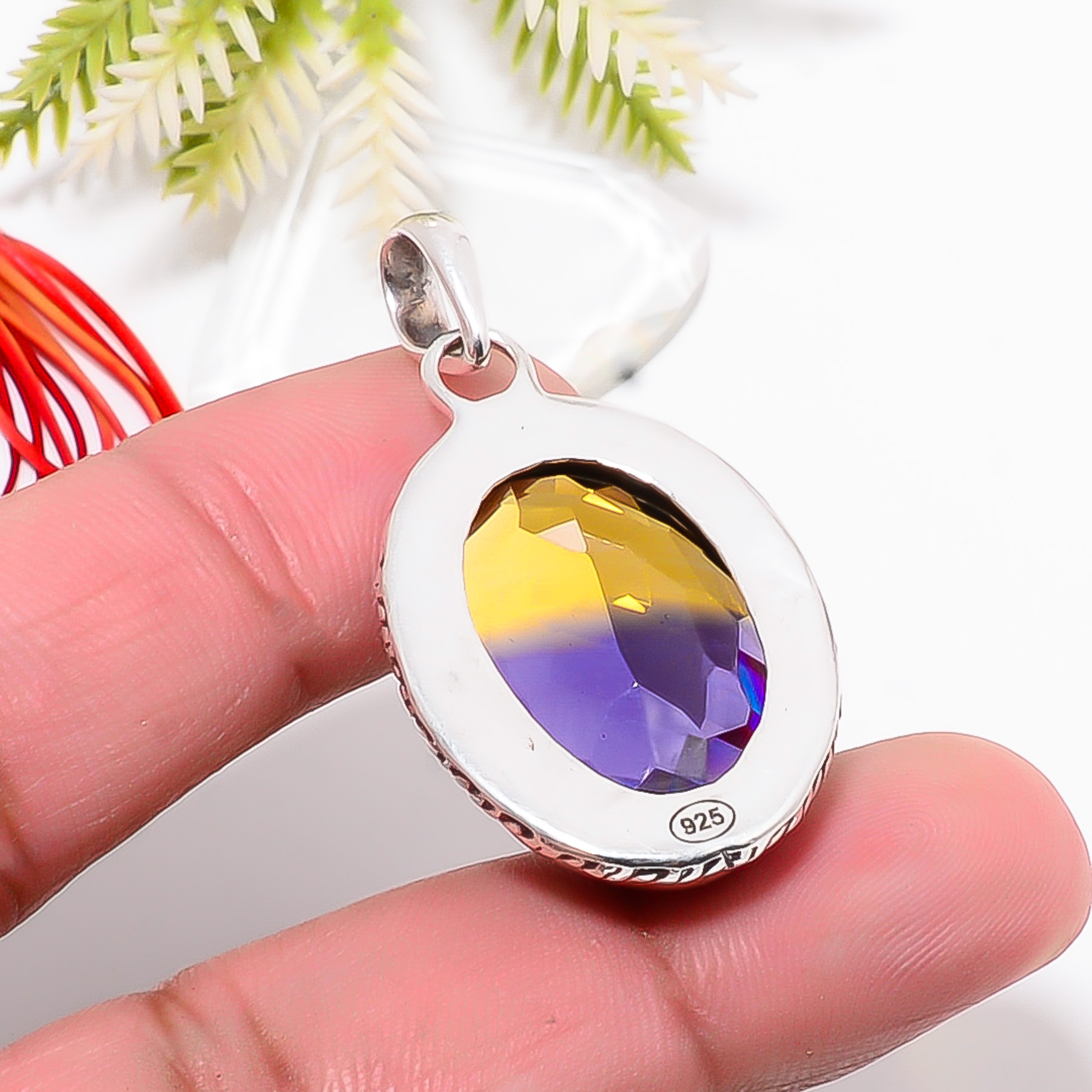 Ametrine - Simulated 925 Solid Sterling Silver Pendant