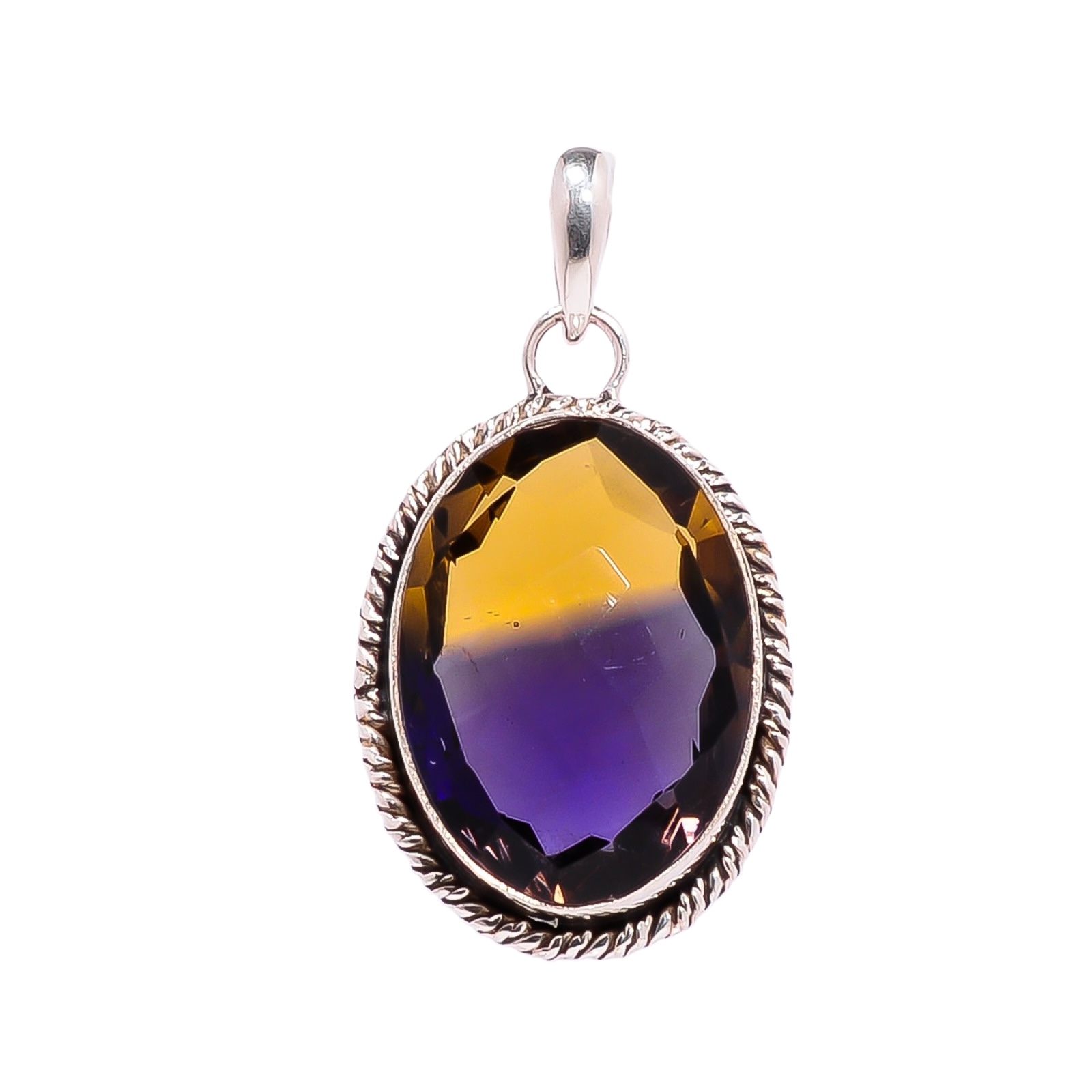Ametrine - Simulated 925 Solid Sterling Silver Pendant