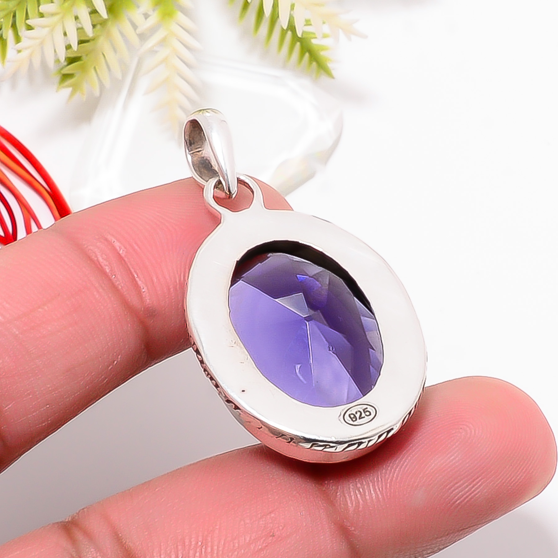 Iolite - Simulated 925 Solid Sterling Silver Pendant