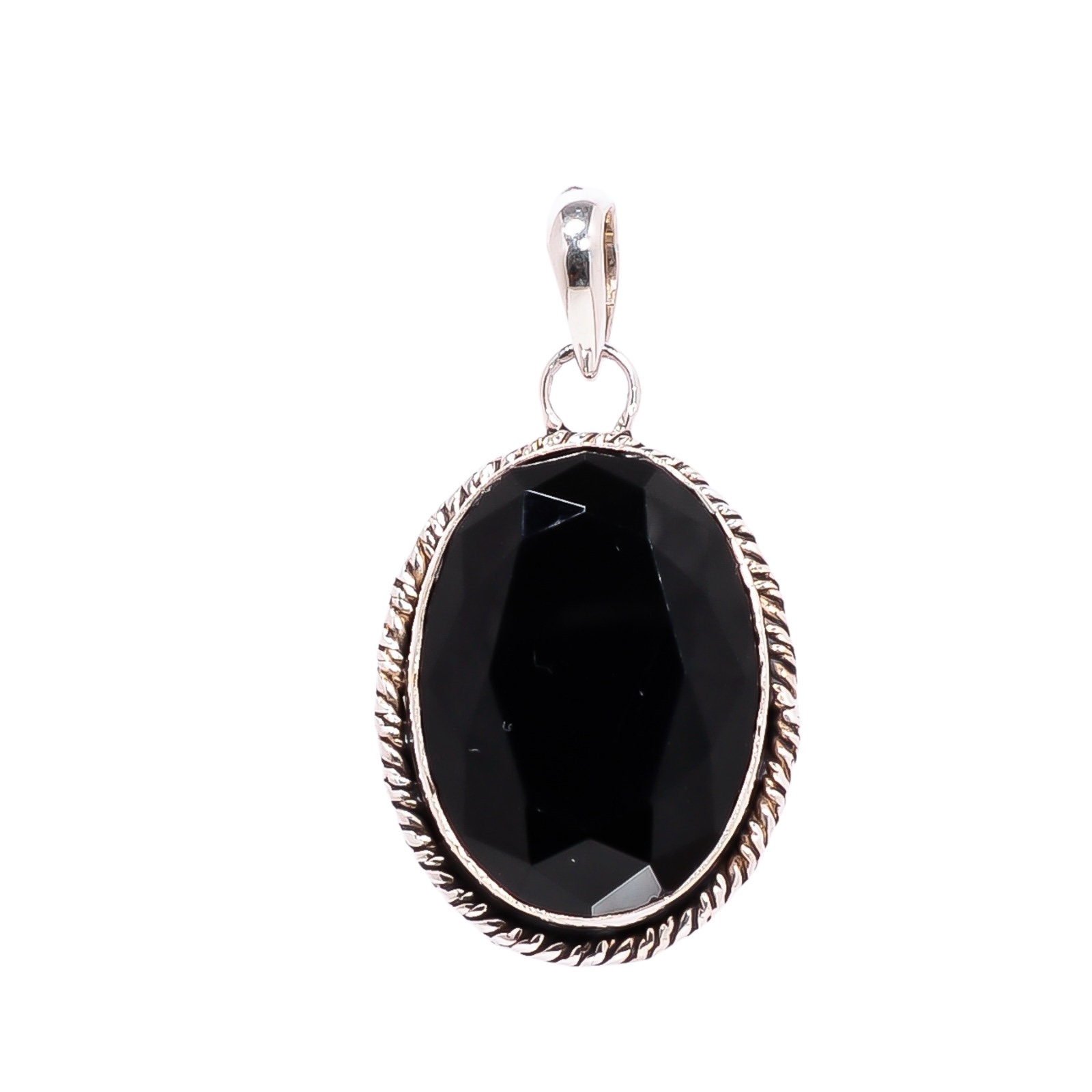 Black Onyx - Simulated 925 Solid Sterling Silver Pendant