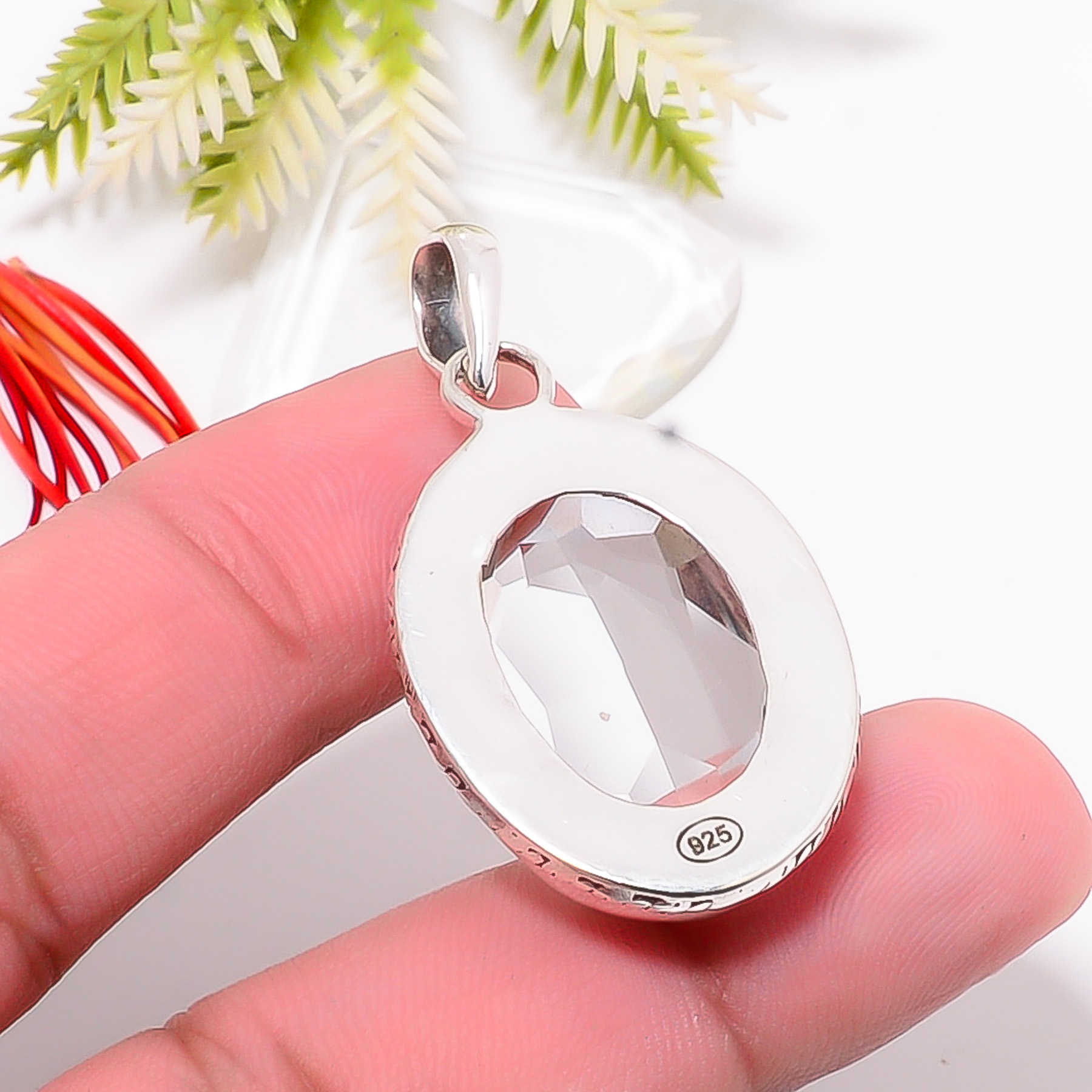 White Topaz - Simulated 925 Solid Sterling Silver Pendant