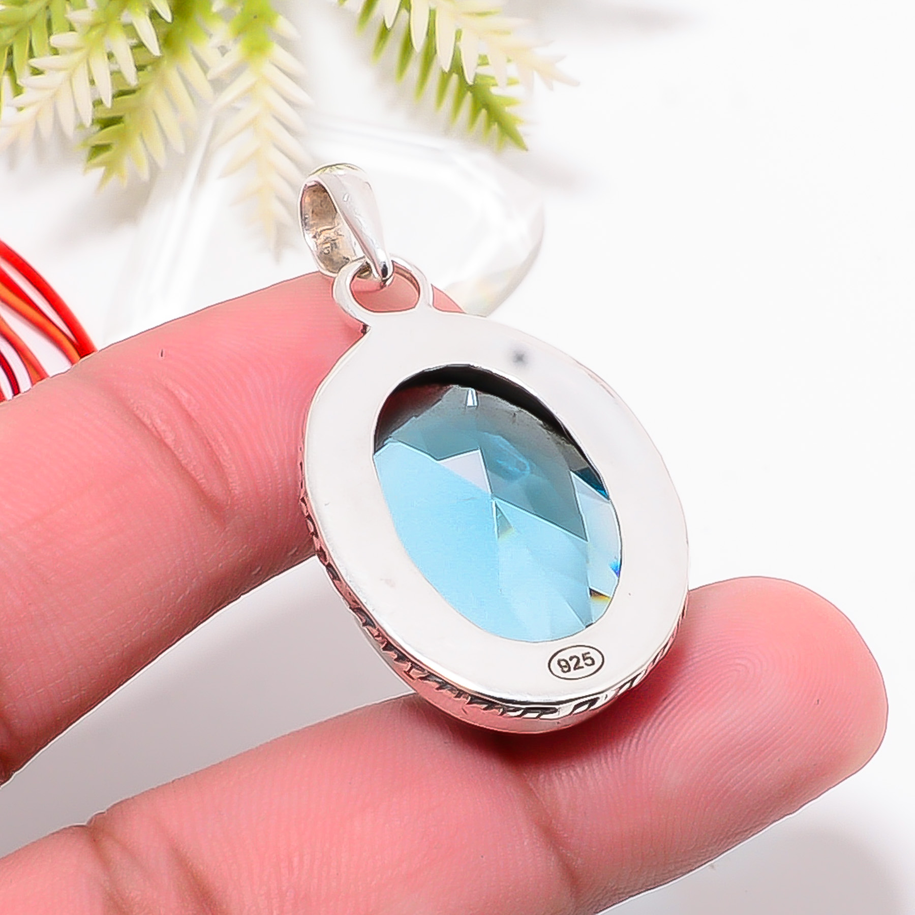 Paraiba Tourmaline - Simulated 925 Solid Sterling Silver Pendant