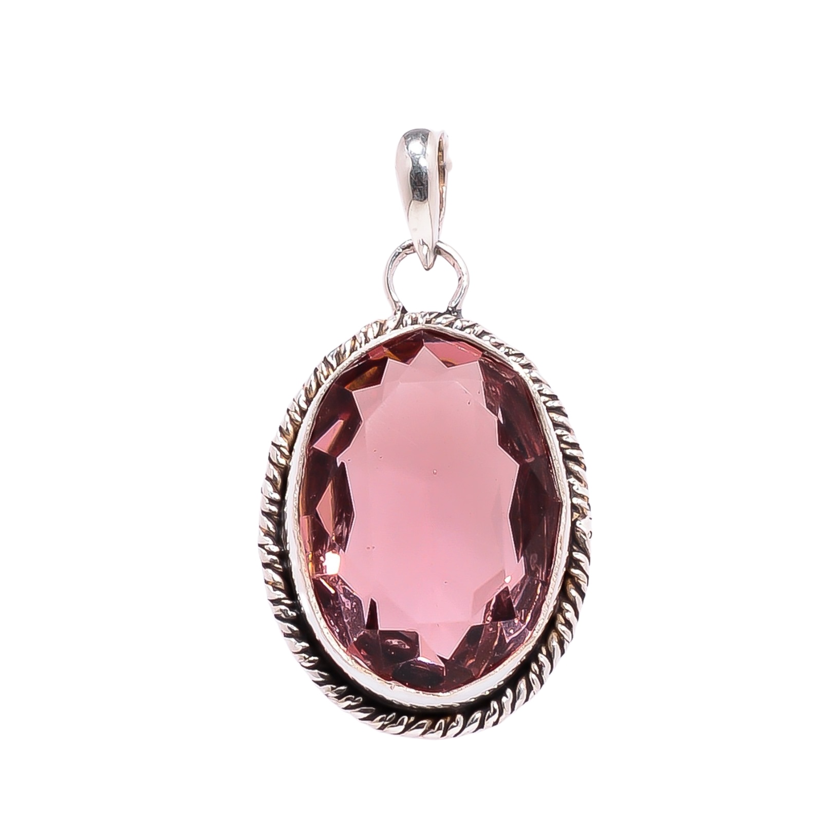 Morganite - Simulated 925 Solid Sterling Silver Pendant