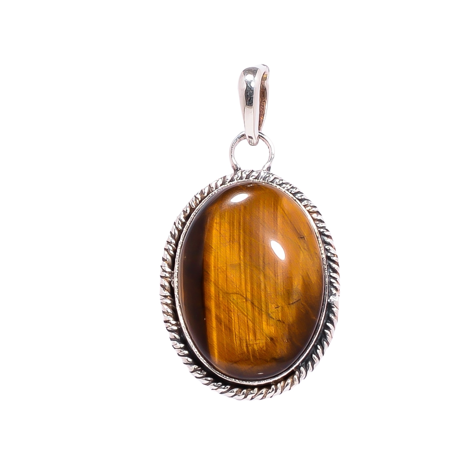 Yellow Tiger Eye - South Africa 925 Solid Sterling Silver Pendant