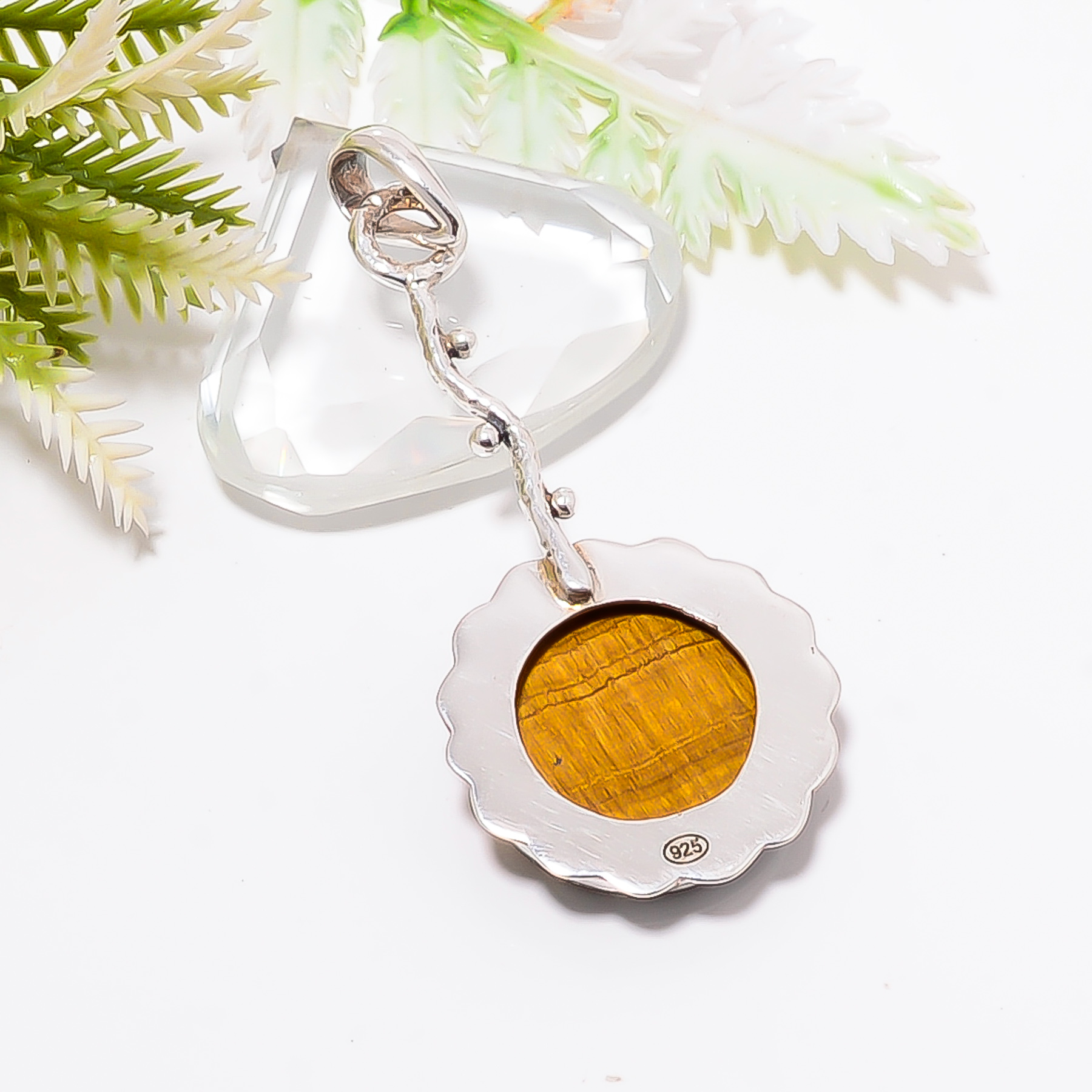 Yellow Tiger Eye - South Africa 925 Solid Sterling Silver Pendant