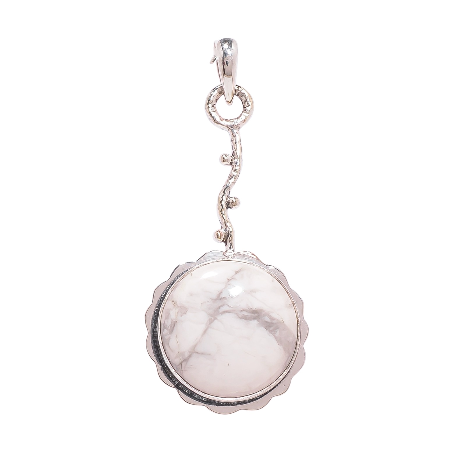 Natural White Howlite - United States 925 Solid Sterling Silver Pendant