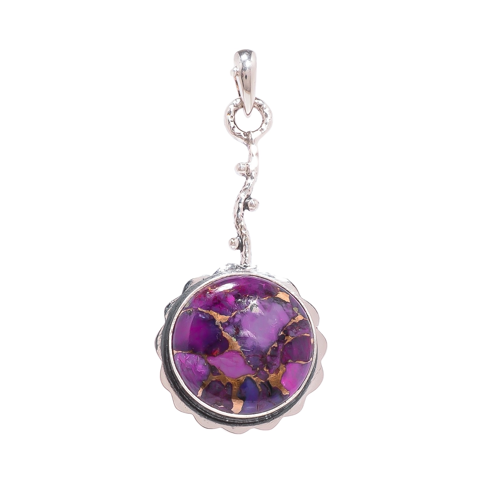 Copper Purple Turquoise 925 Solid Sterling Silver Pendant