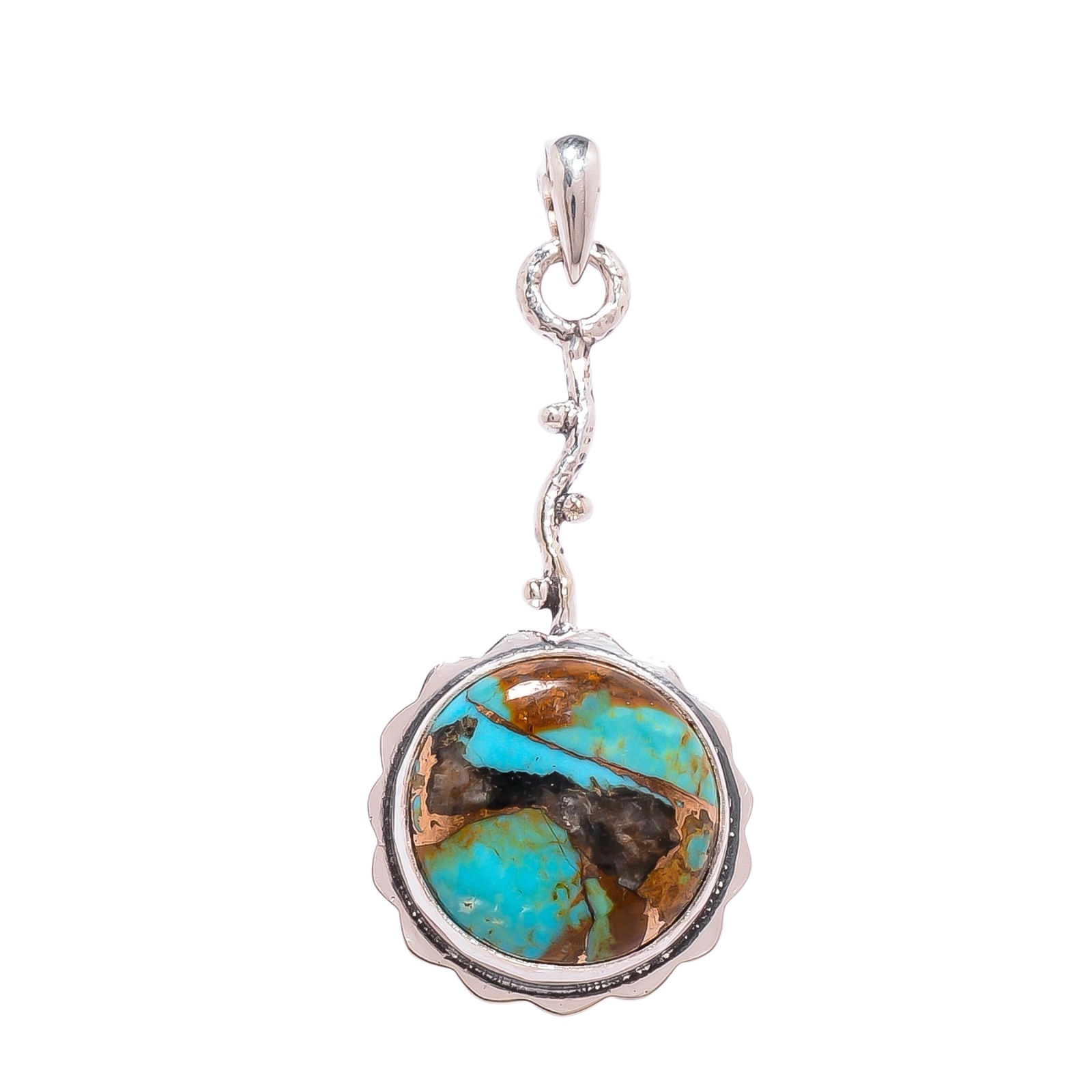 Copper Turquoise - Pilot Mountain 925 Solid Sterling Silver Pendant