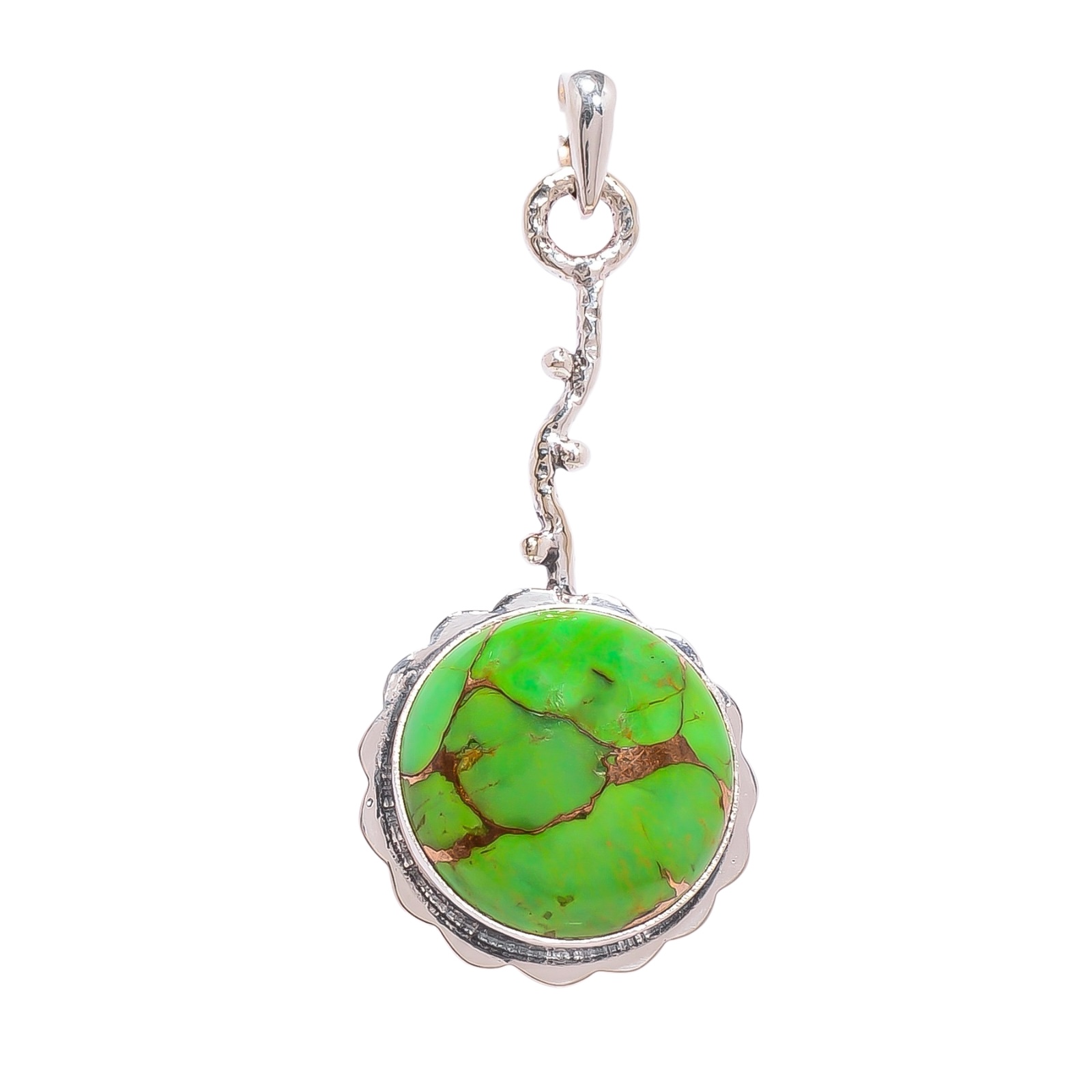 Copper Green Turquoise 925 Solid Sterling Silver Pendant