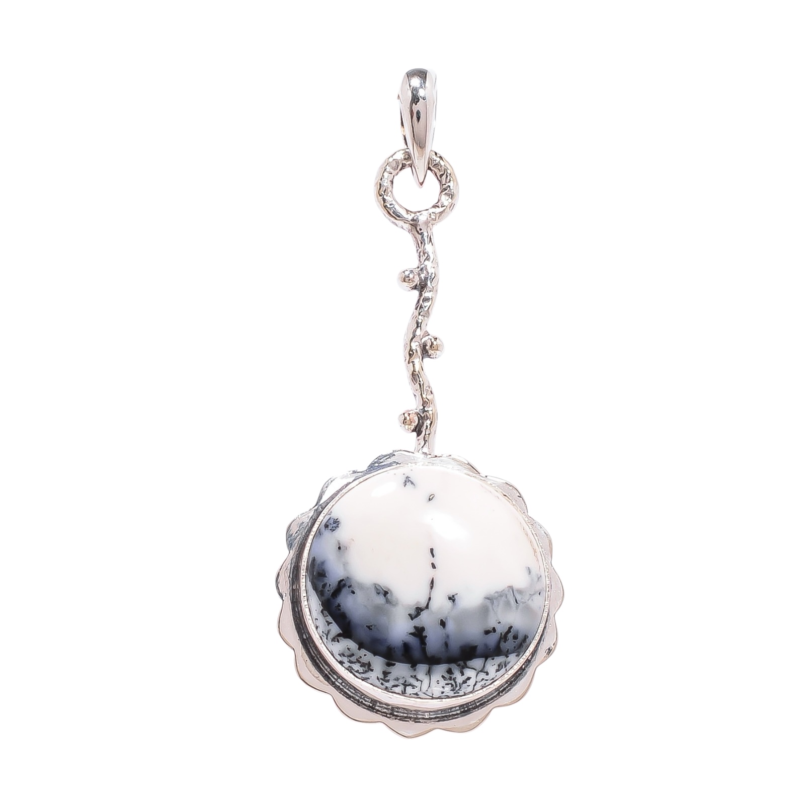 Dendritic Agate - Brazil 925 Solid Sterling Silver Pendant