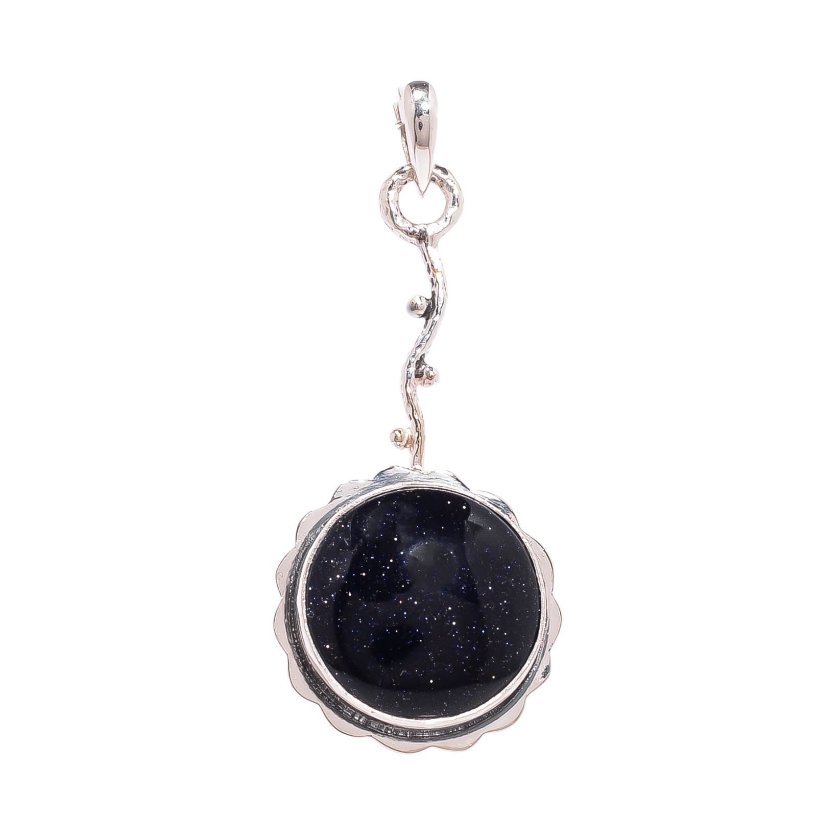 Blue Sunstone - Simulated 925 Solid Sterling Silver Pendant