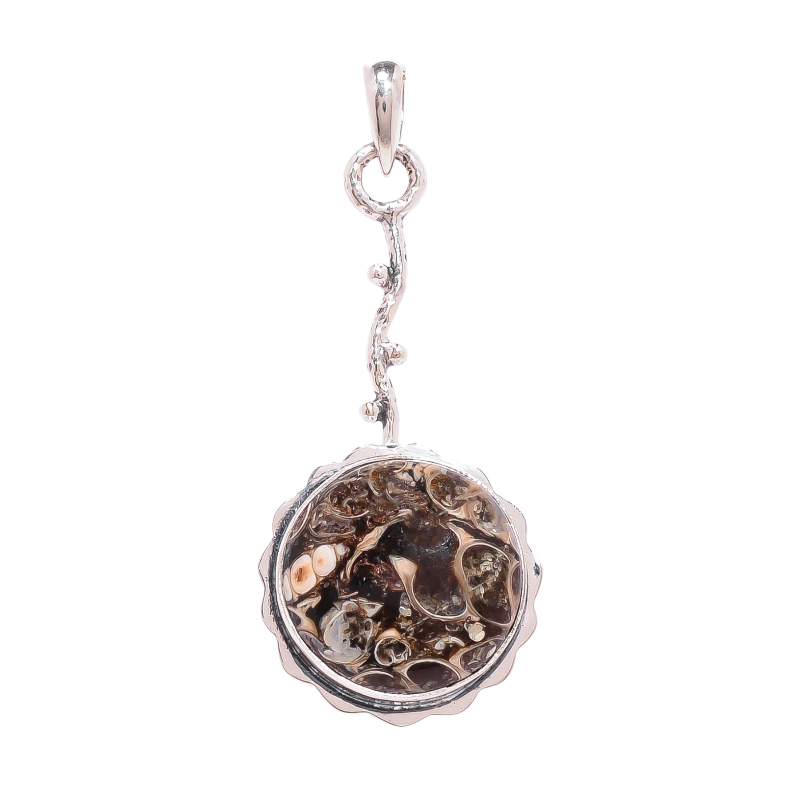 Turritella Agate - Wyoming 925 Solid Sterling Silver Pendant