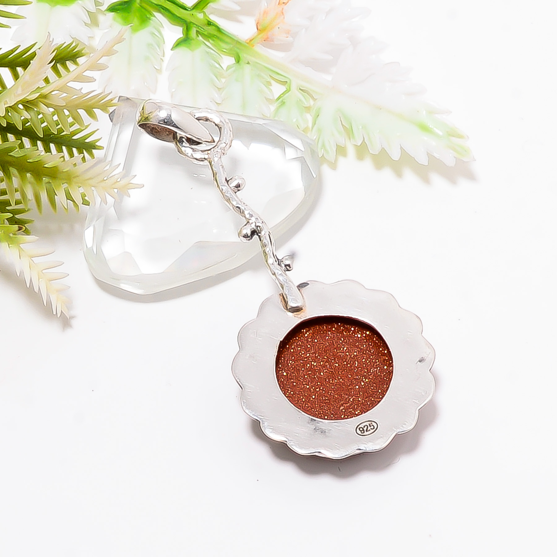 Golden Sunstone - Simulated 925 Solid Sterling Silver Pendant