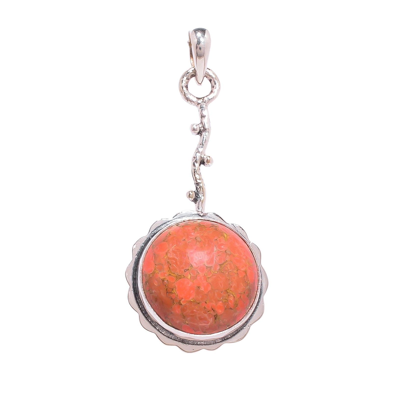 Copper Red Turquoise - Simulated 925 Solid Sterling Silver Pendant