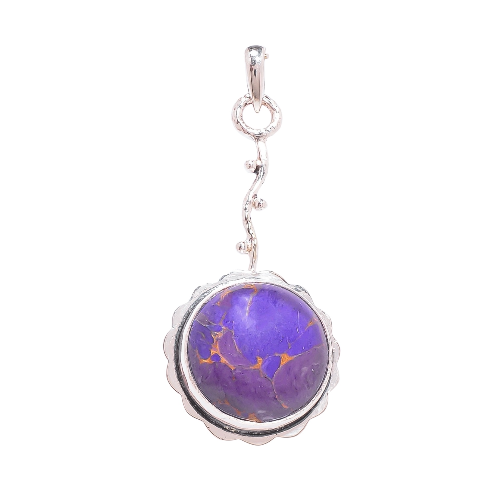 Copper Purple Turquoise - Simulated 925 Solid Sterling Silver Pendant