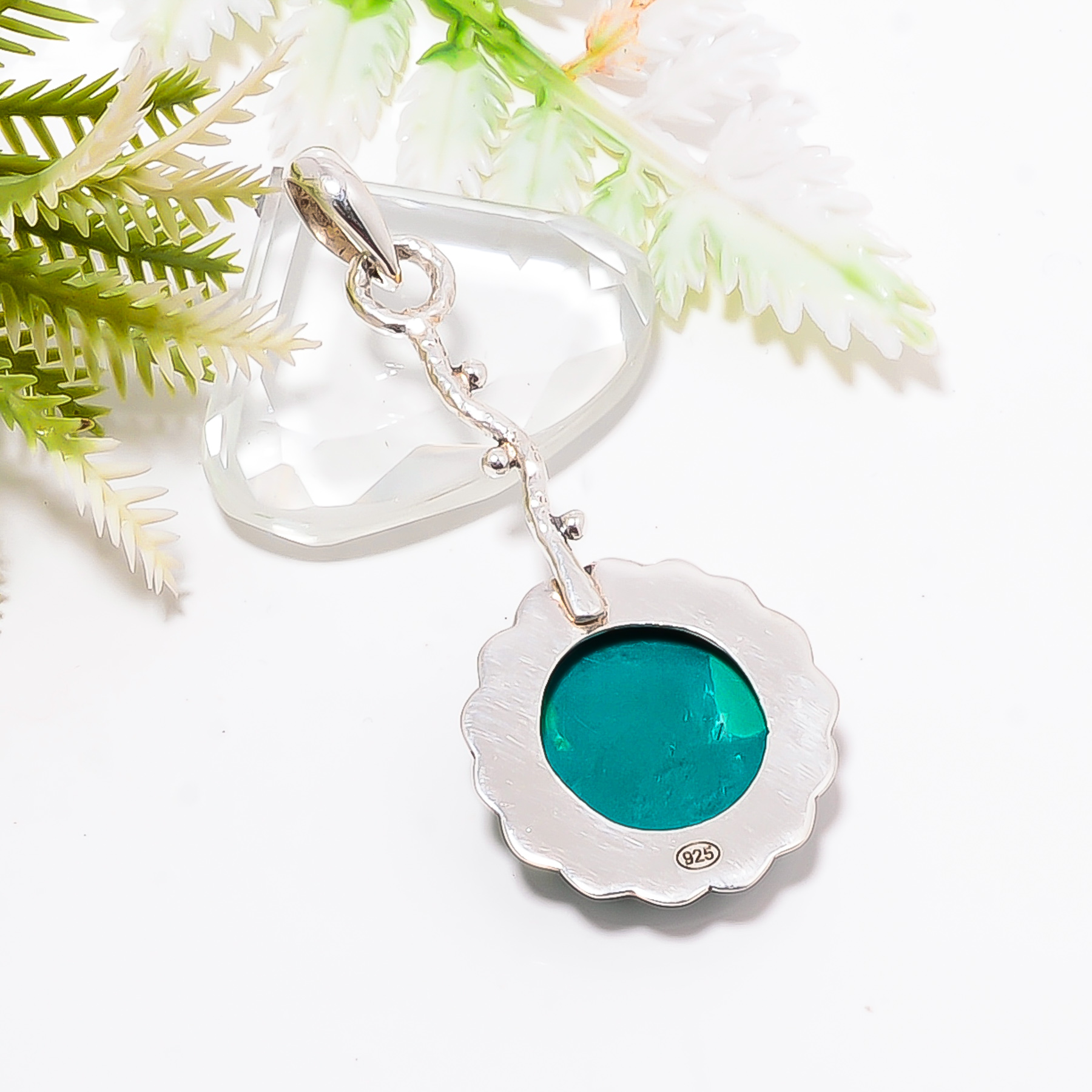 Malachite - Simulated 925 Solid Sterling Silver Pendant