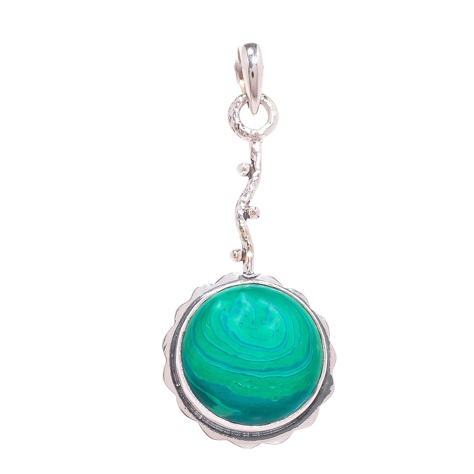Malachite - Simulated 925 Solid Sterling Silver Pendant