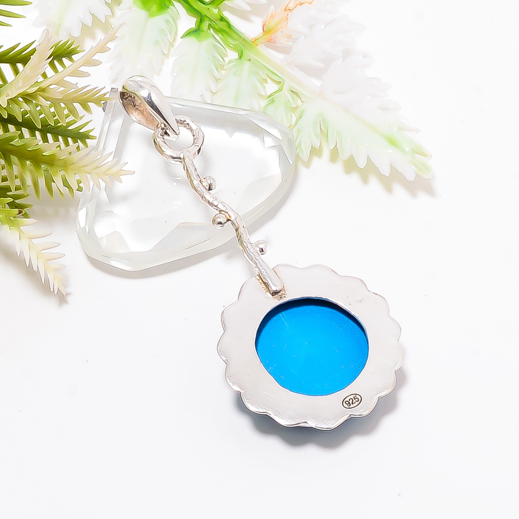 Sleeping Beauty Turquoise - Simulated 925 Solid Sterling Silver Pendant