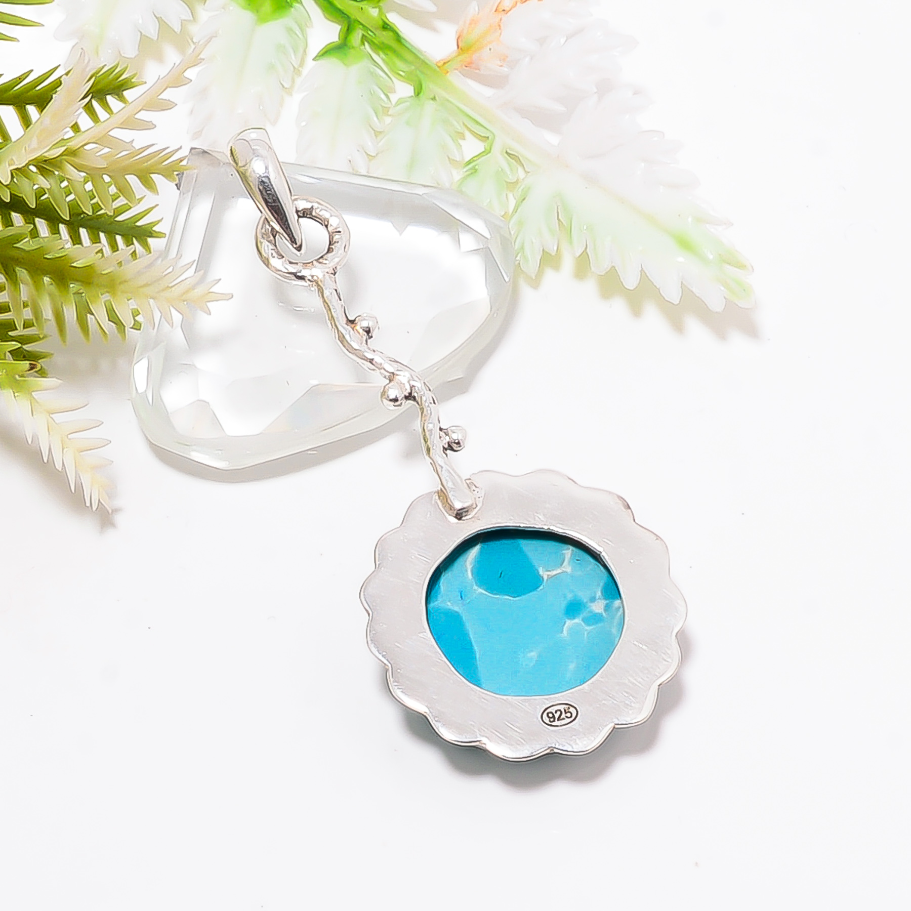Larimar - Simulated 925 Solid Sterling Silver Pendant