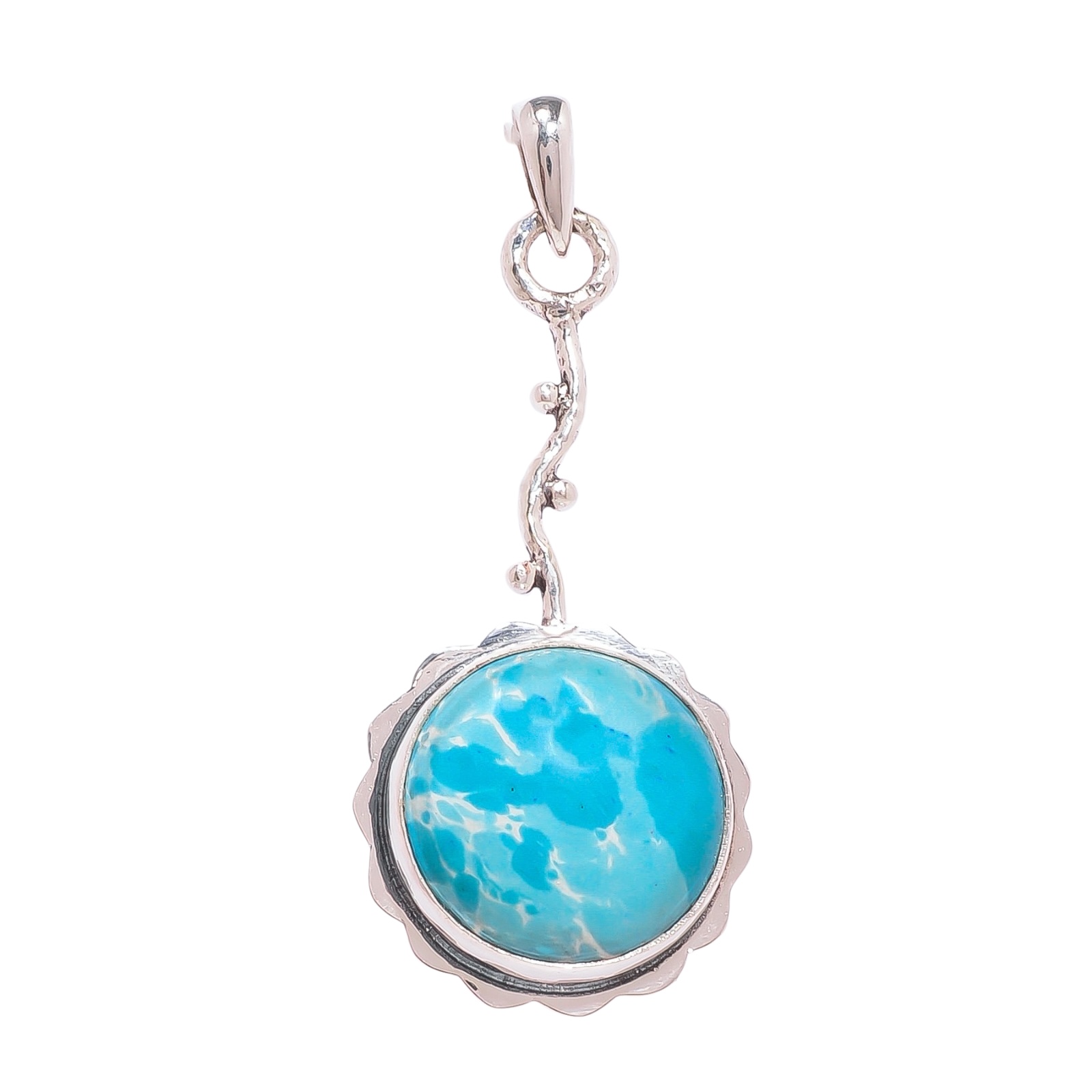 Larimar - Simulated 925 Solid Sterling Silver Pendant