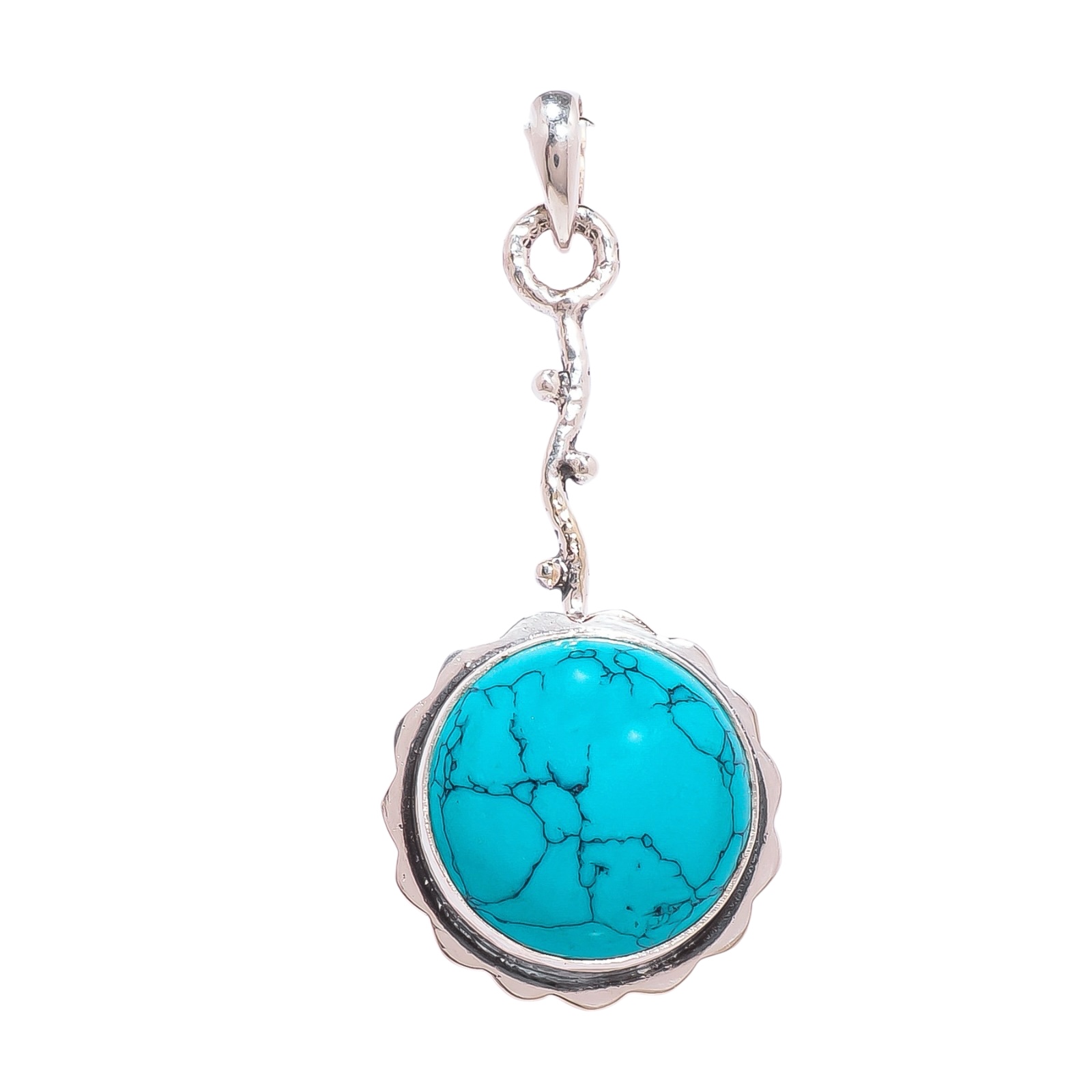Turquoise - Simulated 925 Solid Sterling Silver Pendant