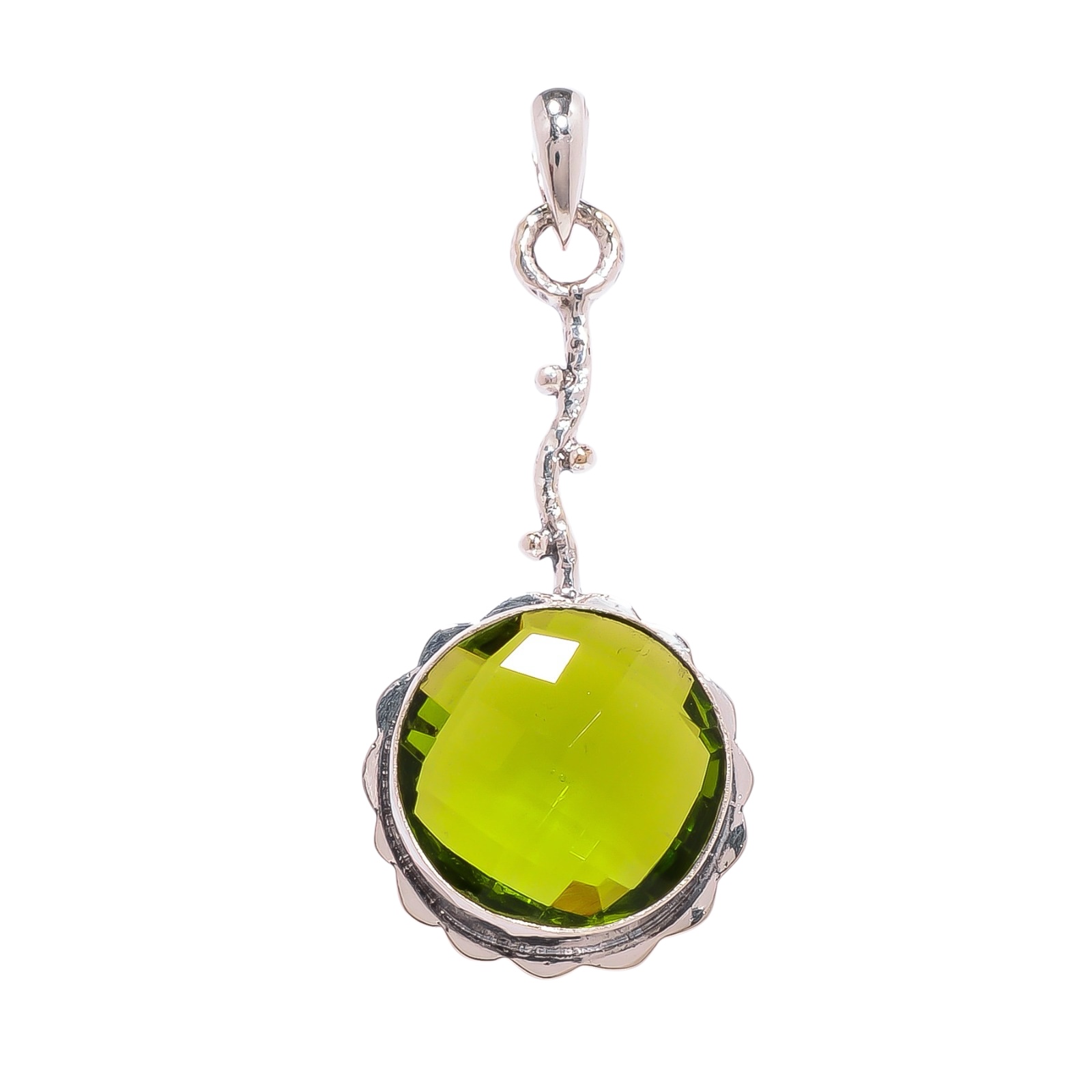 Peridot - Simulated 925 Solid Sterling Silver Pendant