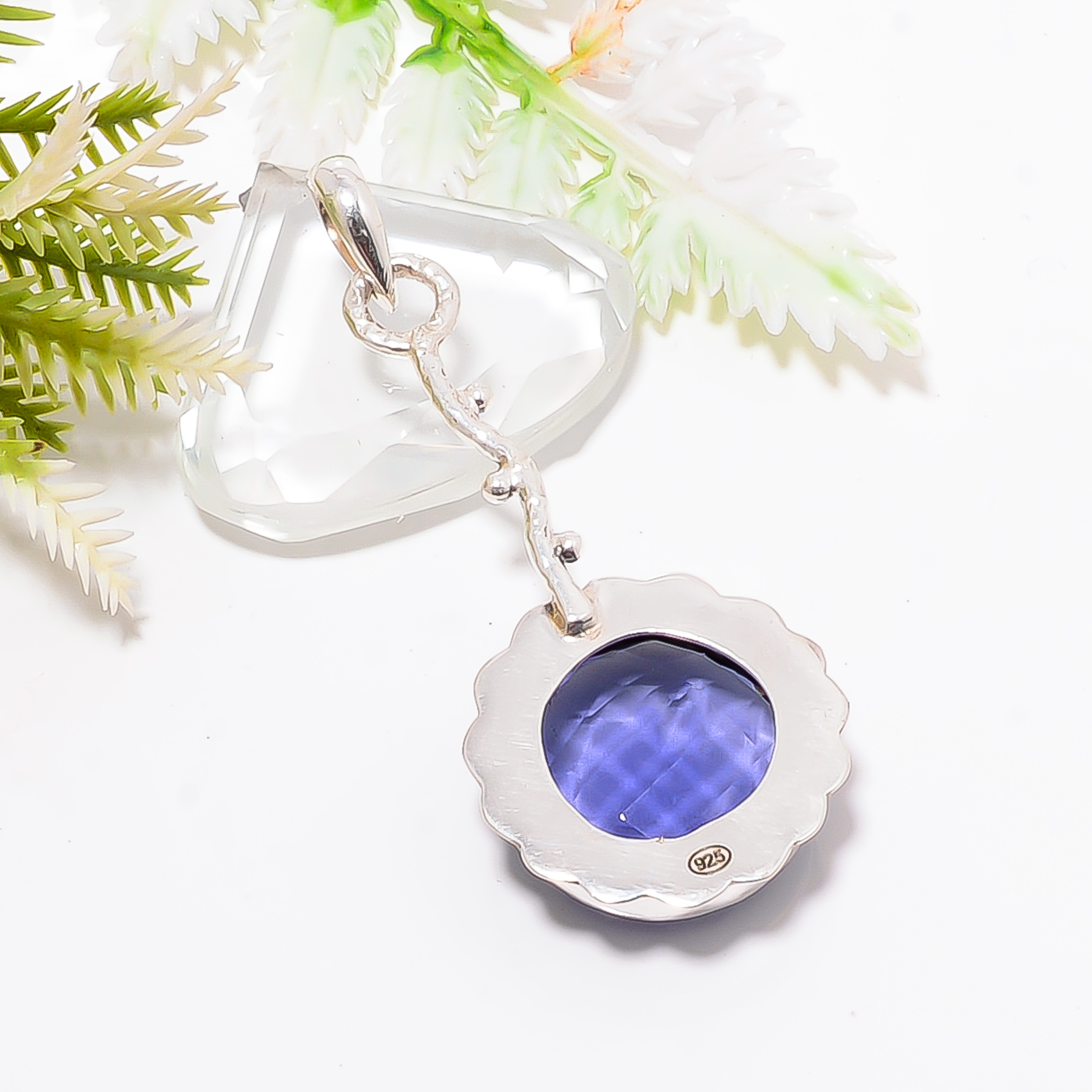 Iolite - Simulated 925 Solid Sterling Silver Pendant
