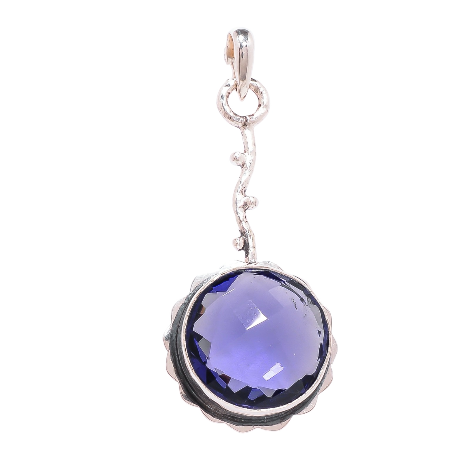 Iolite - Simulated 925 Solid Sterling Silver Pendant