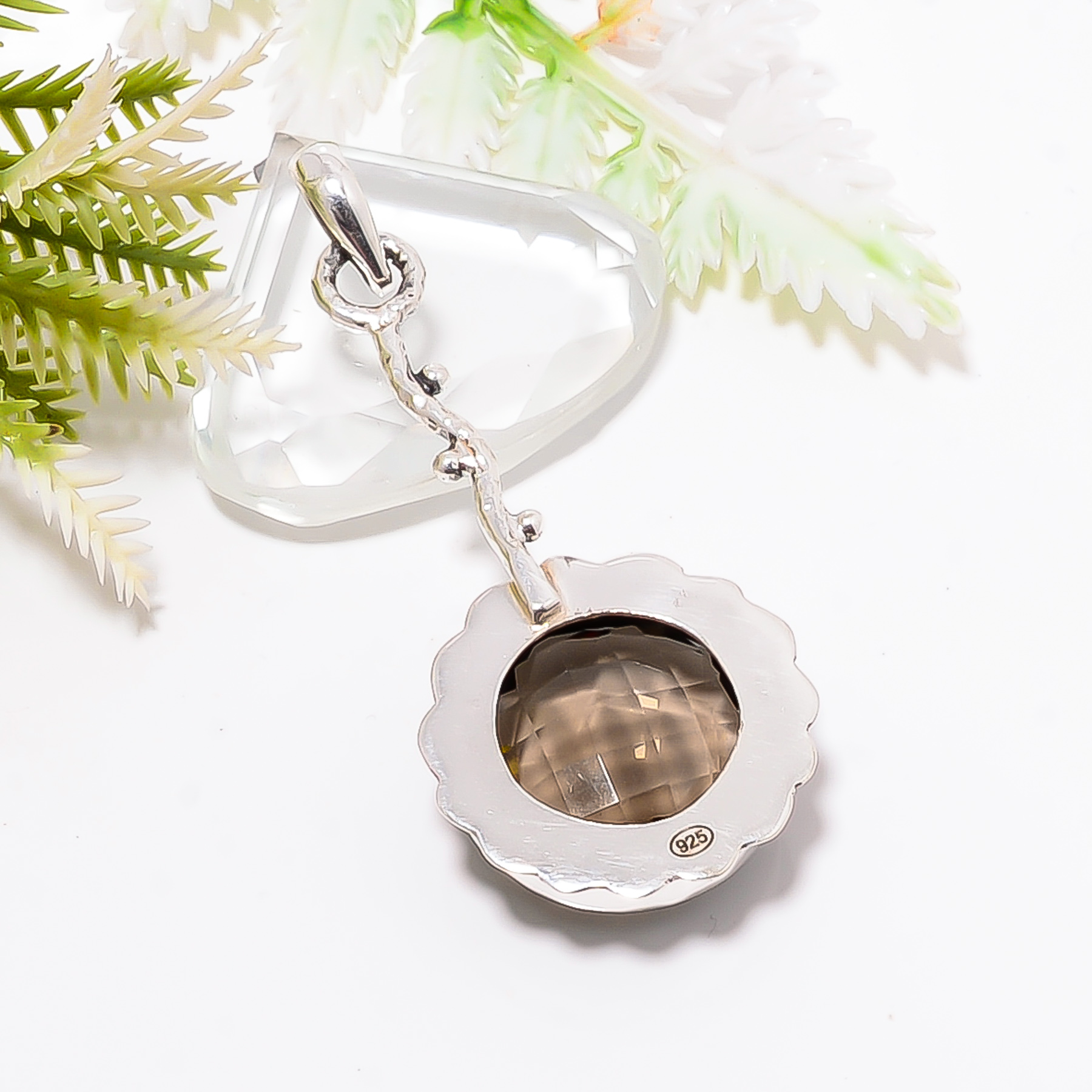Smokey - Simulated 925 Solid Sterling Silver Pendant