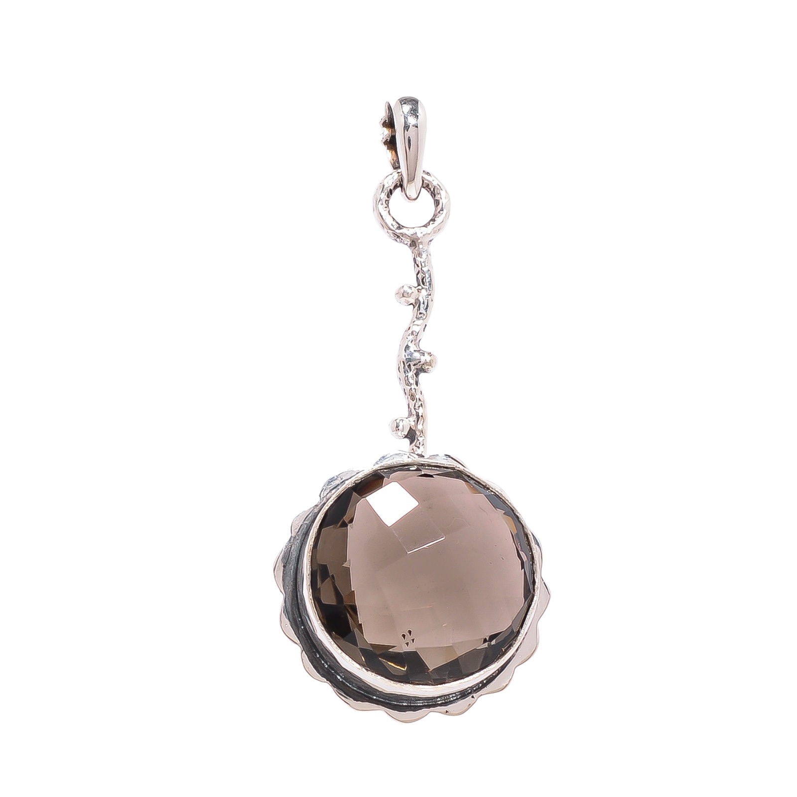 Smokey - Simulated 925 Solid Sterling Silver Pendant