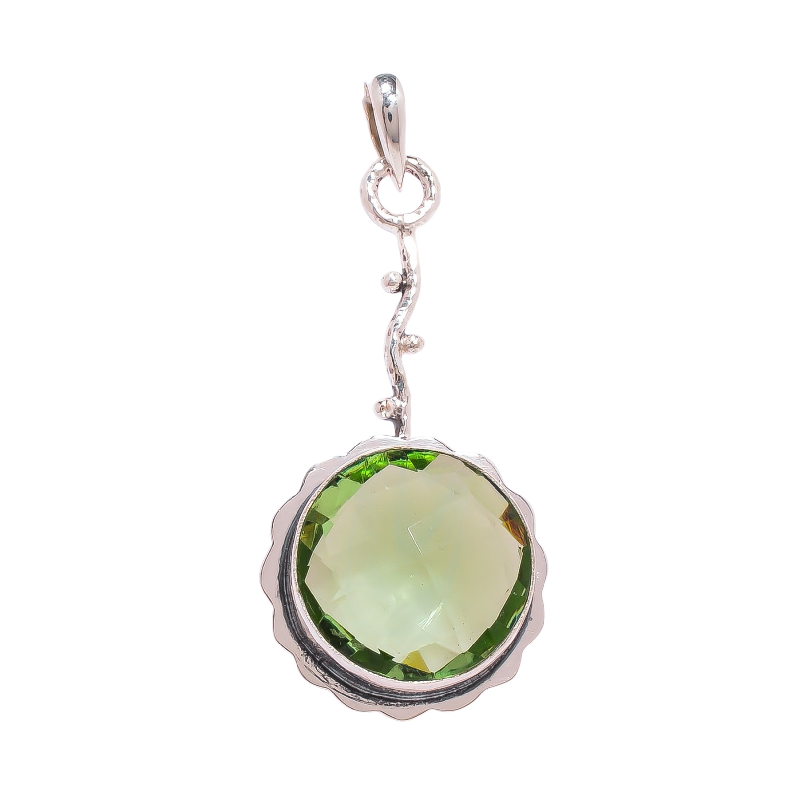Green Amethyst - Simulated 925 Solid Sterling Silver Pendant