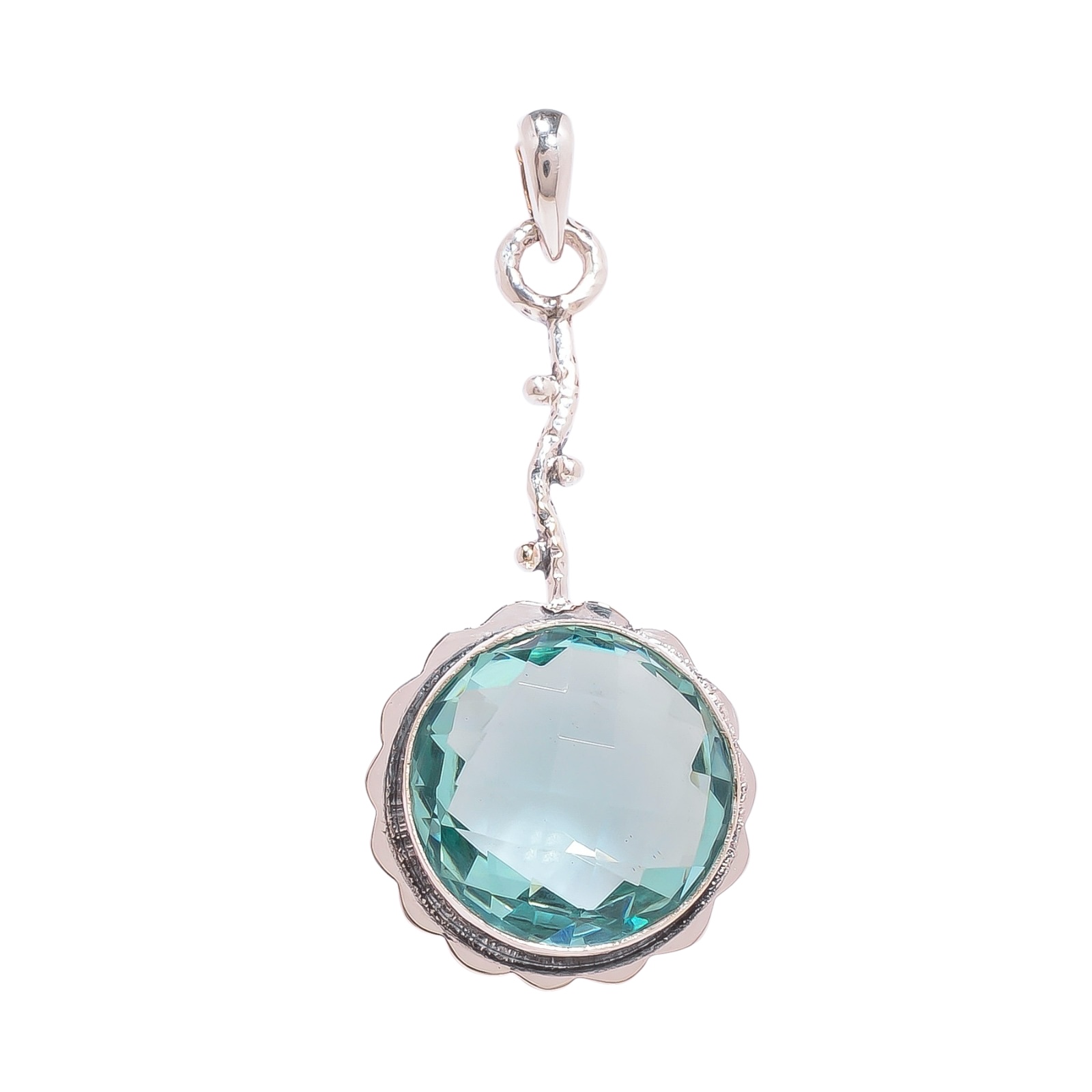 Apatite - Simulated 925 Solid Sterling Silver Pendant