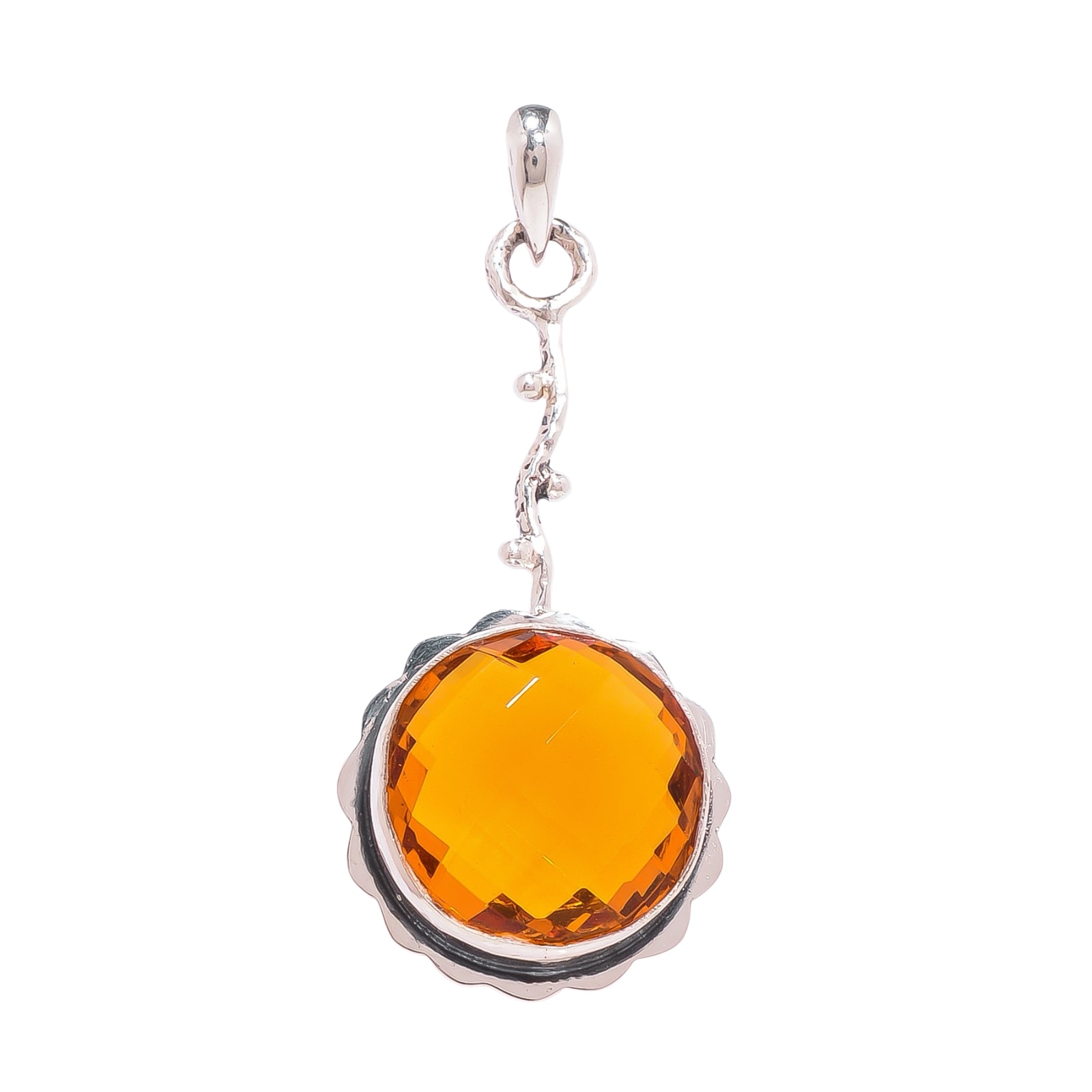 Citrine - Simulated 925 Solid Sterling Silver Pendant