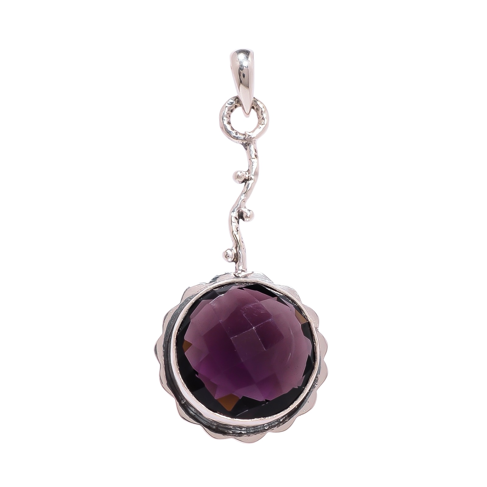 Purple Amethyst - Simulated 925 Solid Sterling Silver Pendant