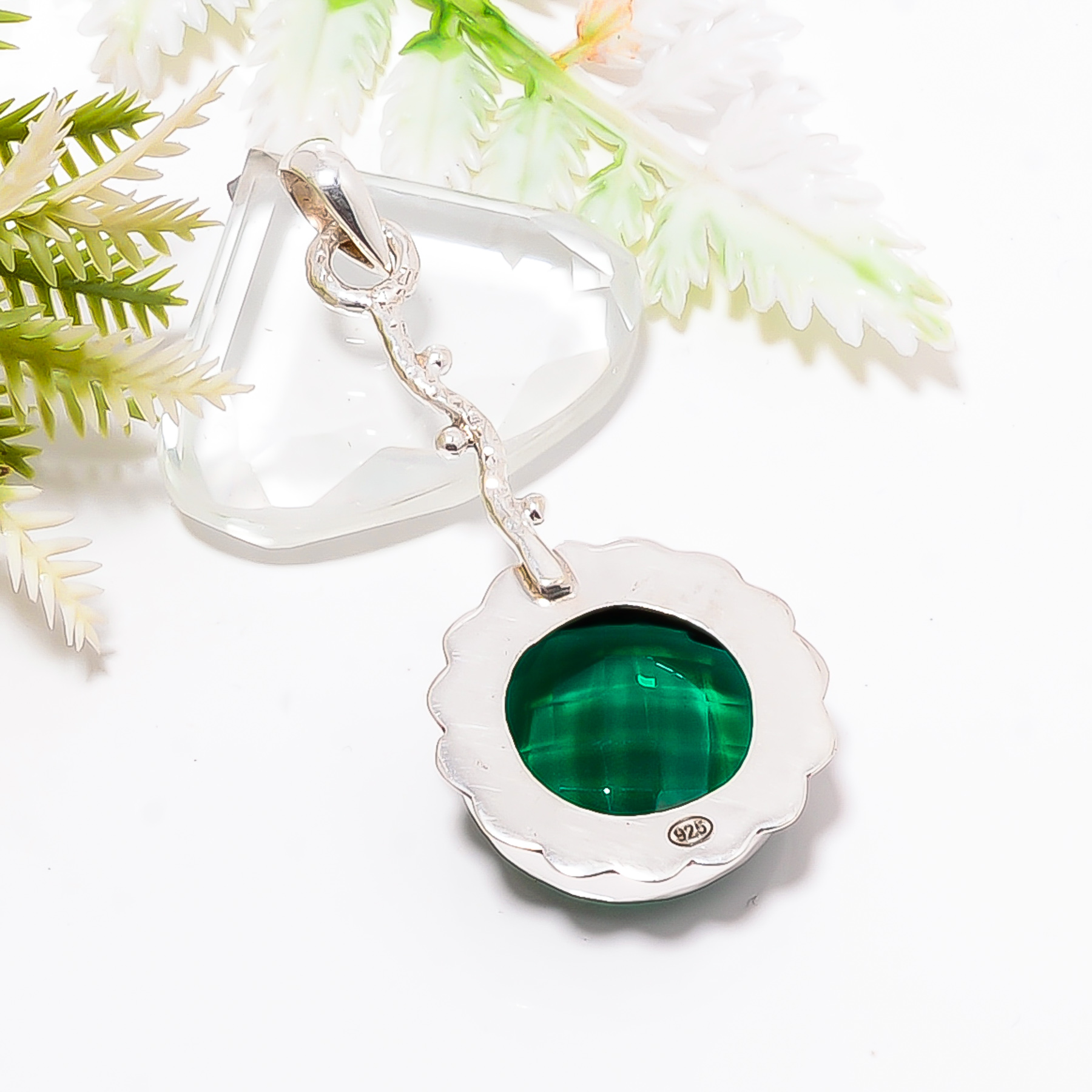 Chrome Diopside - Simulated 925 Solid Sterling Silver Pendant