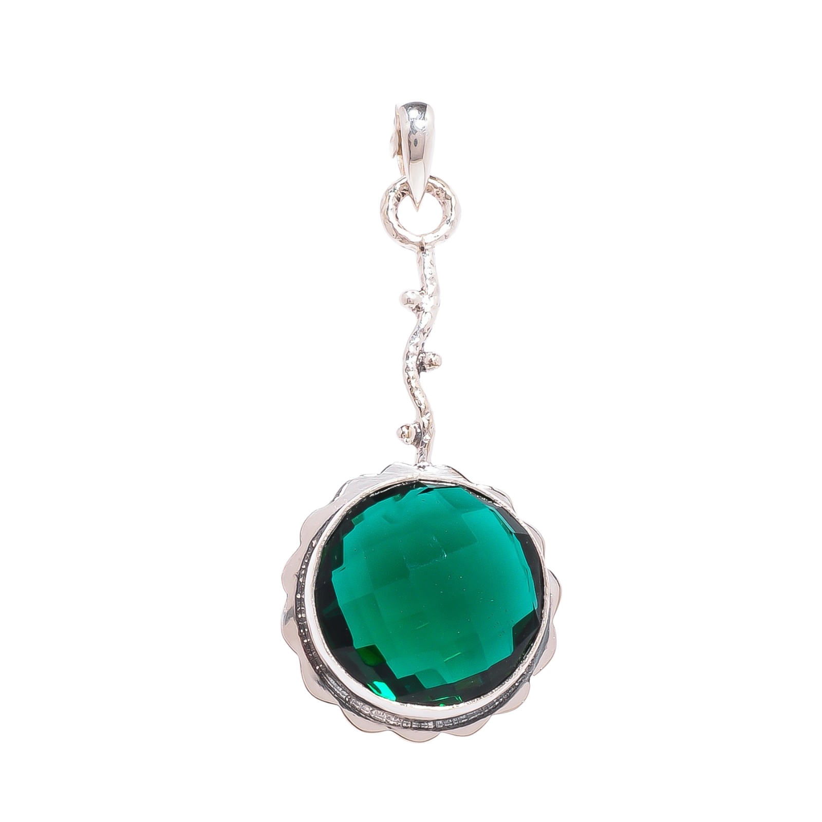 Chrome Diopside - Simulated 925 Solid Sterling Silver Pendant