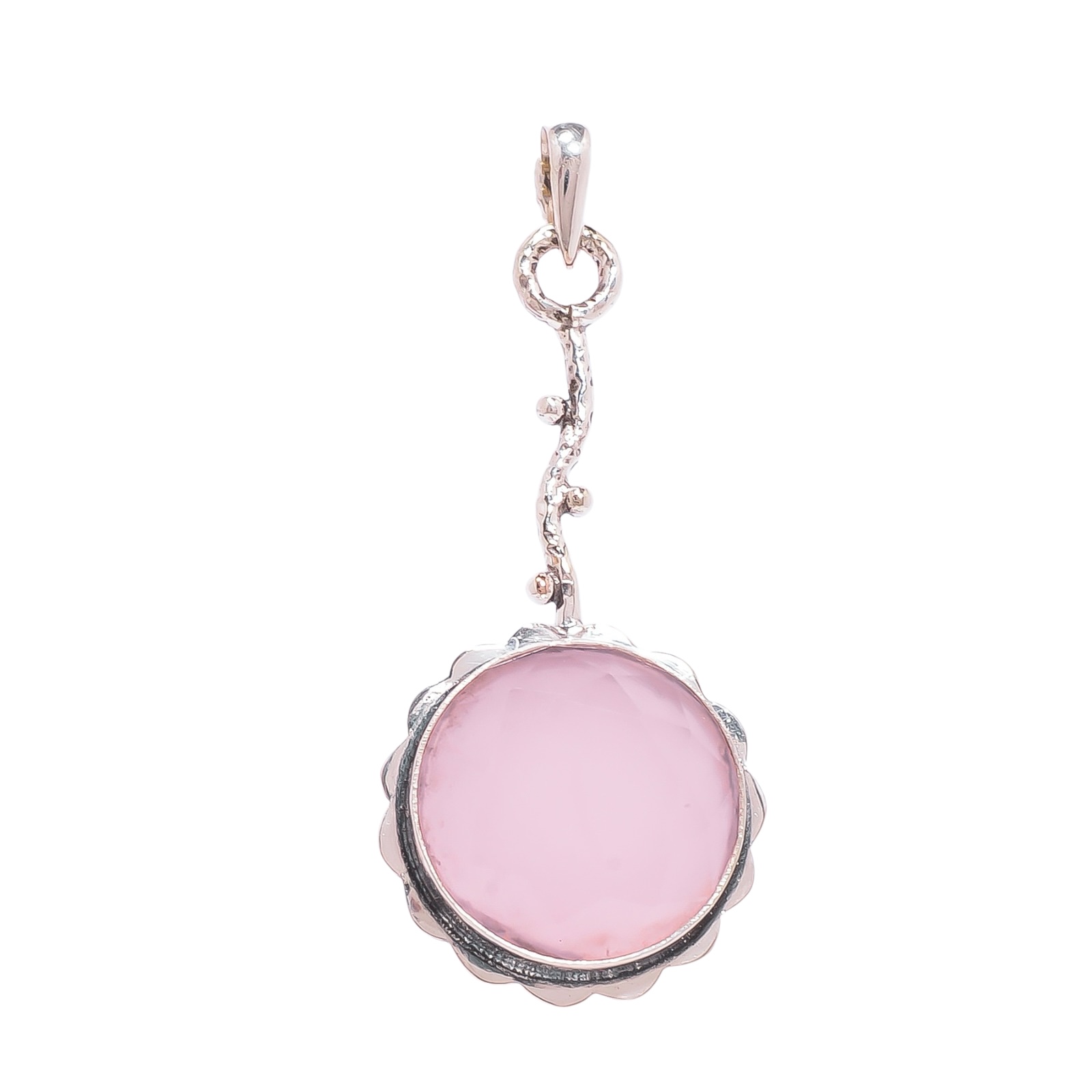 Milky Pink Opal - Simulated 925 Solid Sterling Silver Pendant