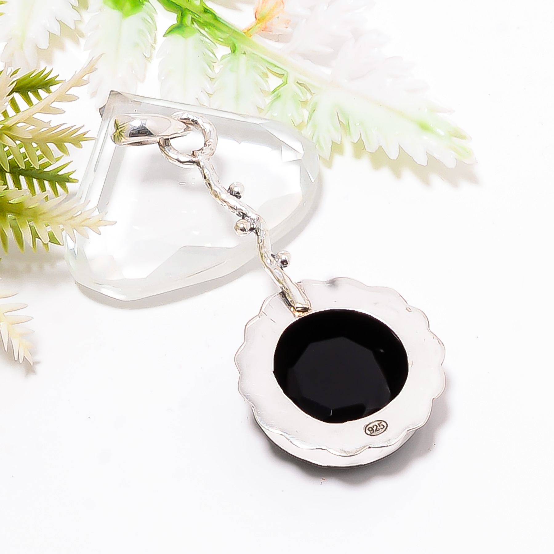 Black Onyx - Simulated 925 Solid Sterling Silver Pendant