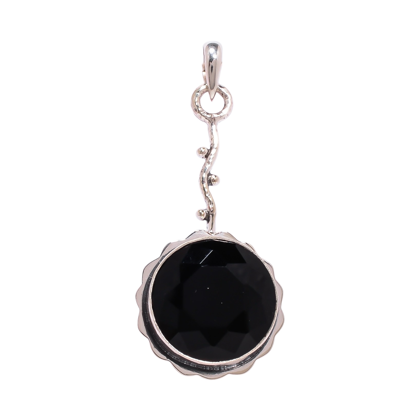 Black Onyx - Simulated 925 Solid Sterling Silver Pendant