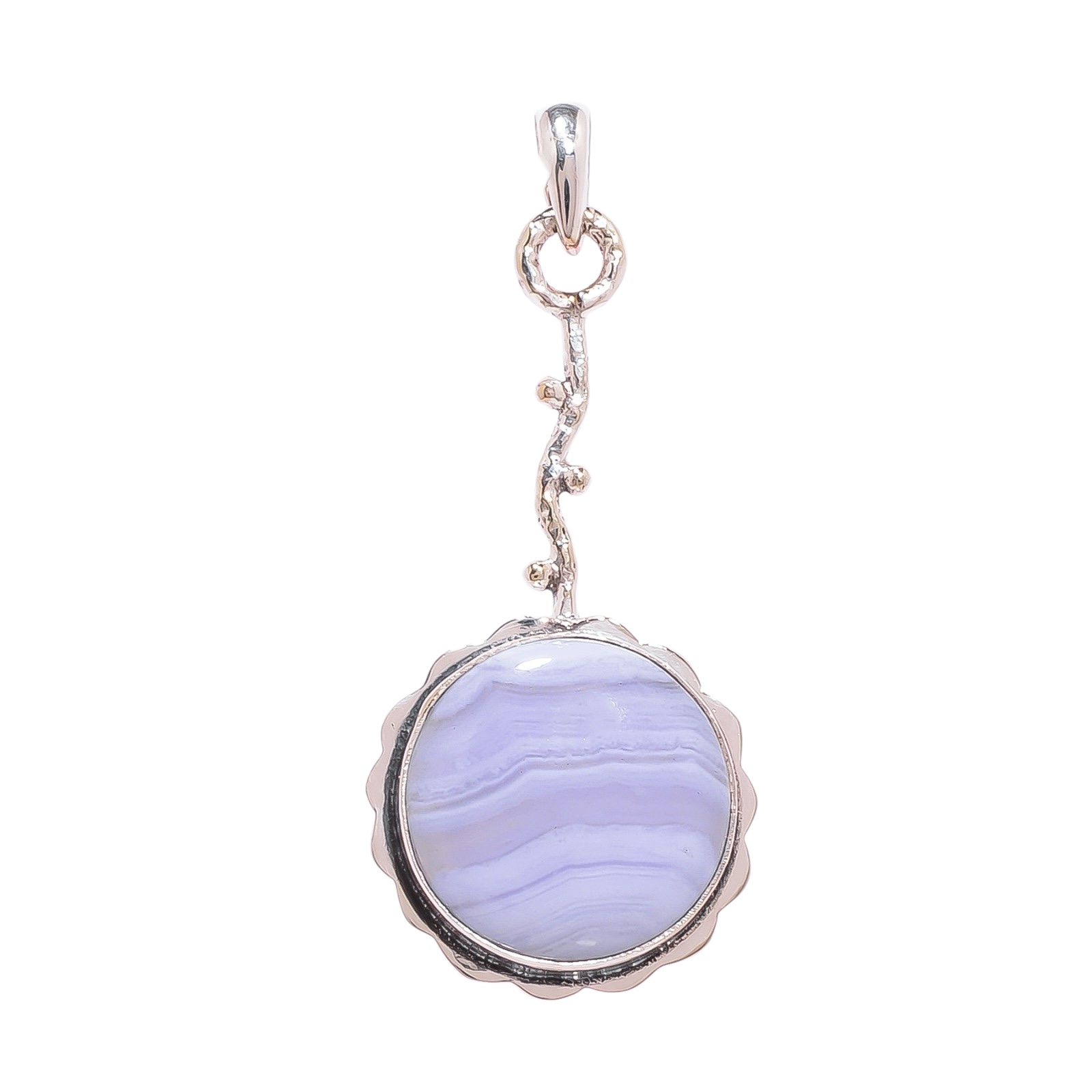 Blue Lace Agate - Namibia 925 Solid Sterling Silver Pendant
