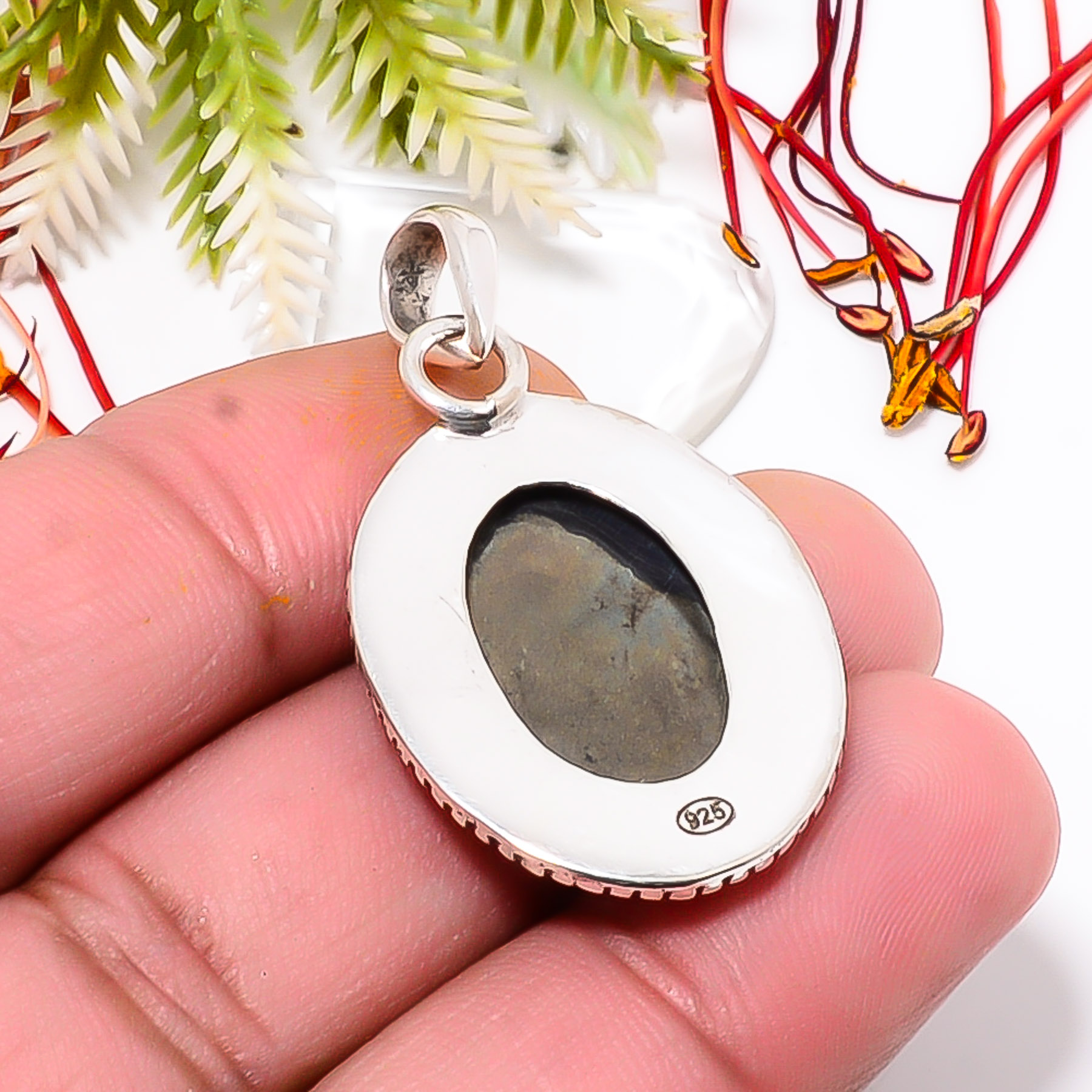 Healer'S Gold Pyrite In Magnetite 925 Solid Sterling Silver Pendant