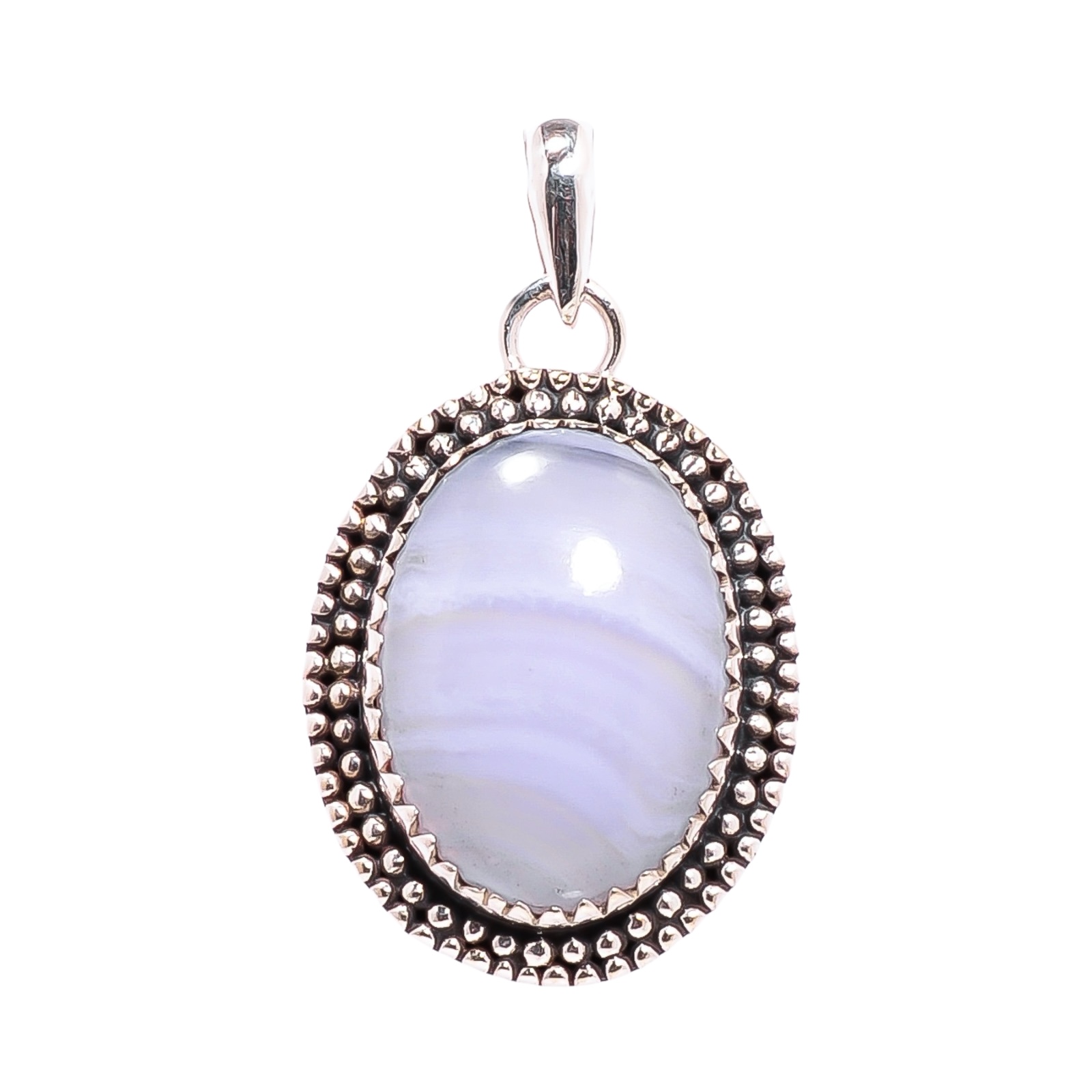 Blue Lace Agate - Namibia 925 Solid Sterling Silver Pendant