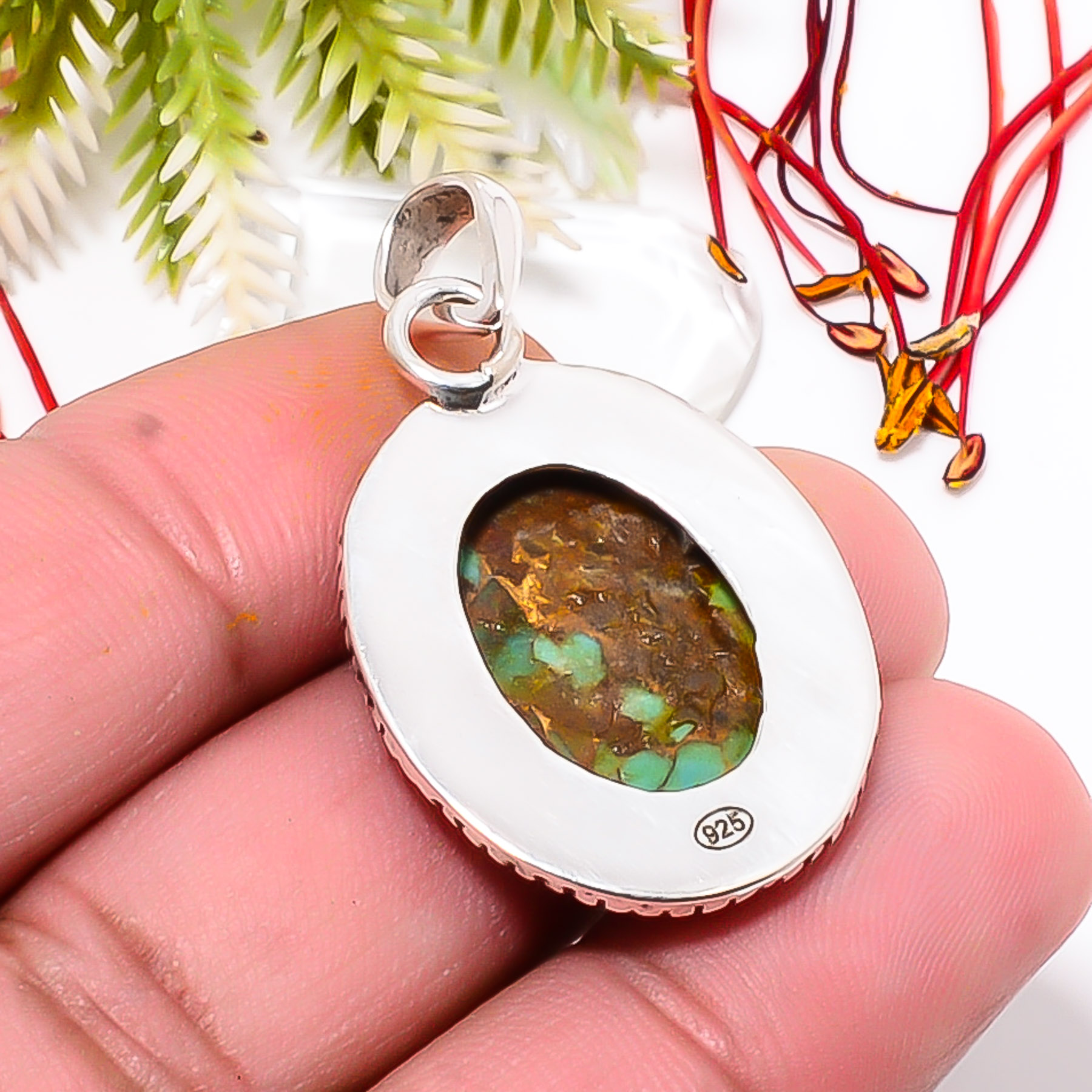 Copper Turquoise - Pilot Mountain 925 Solid Sterling Silver Pendant
