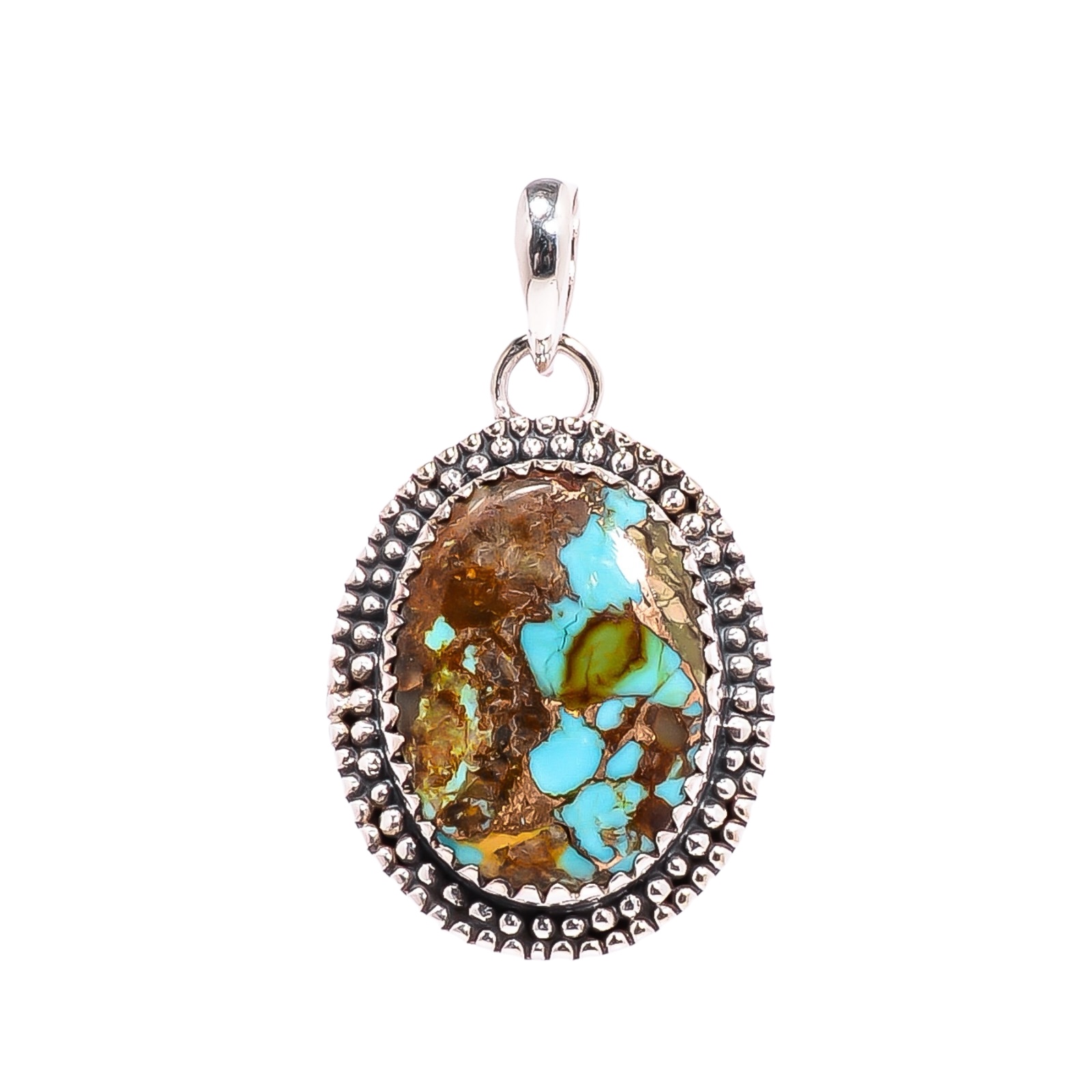 Copper Turquoise - Pilot Mountain 925 Solid Sterling Silver Pendant