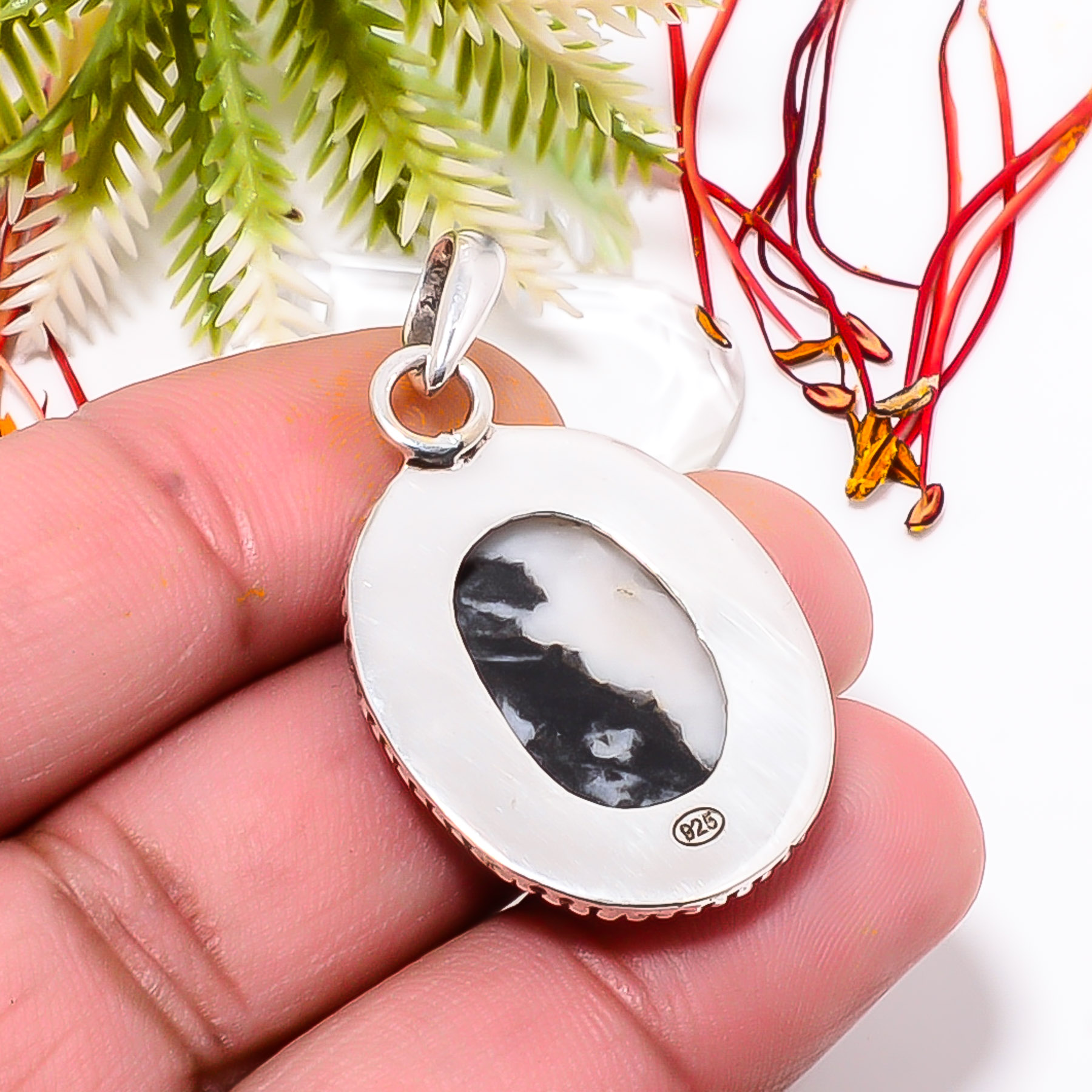 White Buffalo Turquoise - Nevada 925 Solid Sterling Silver Pendant