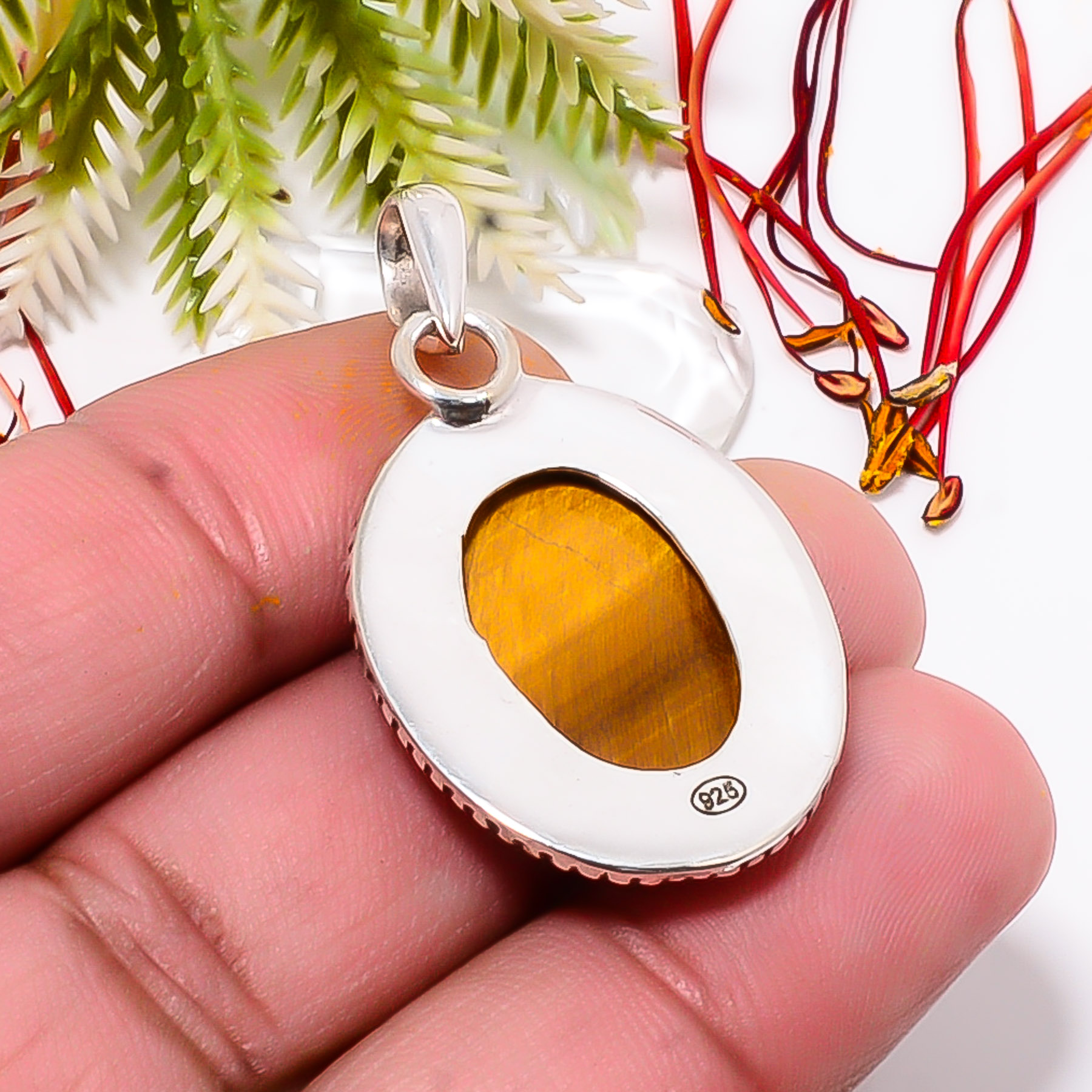 Yellow Tiger Eye - South Africa 925 Solid Sterling Silver Pendant